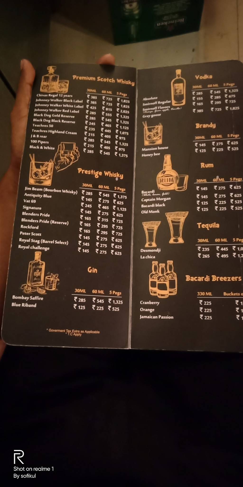 Zero Gravity Pune menu