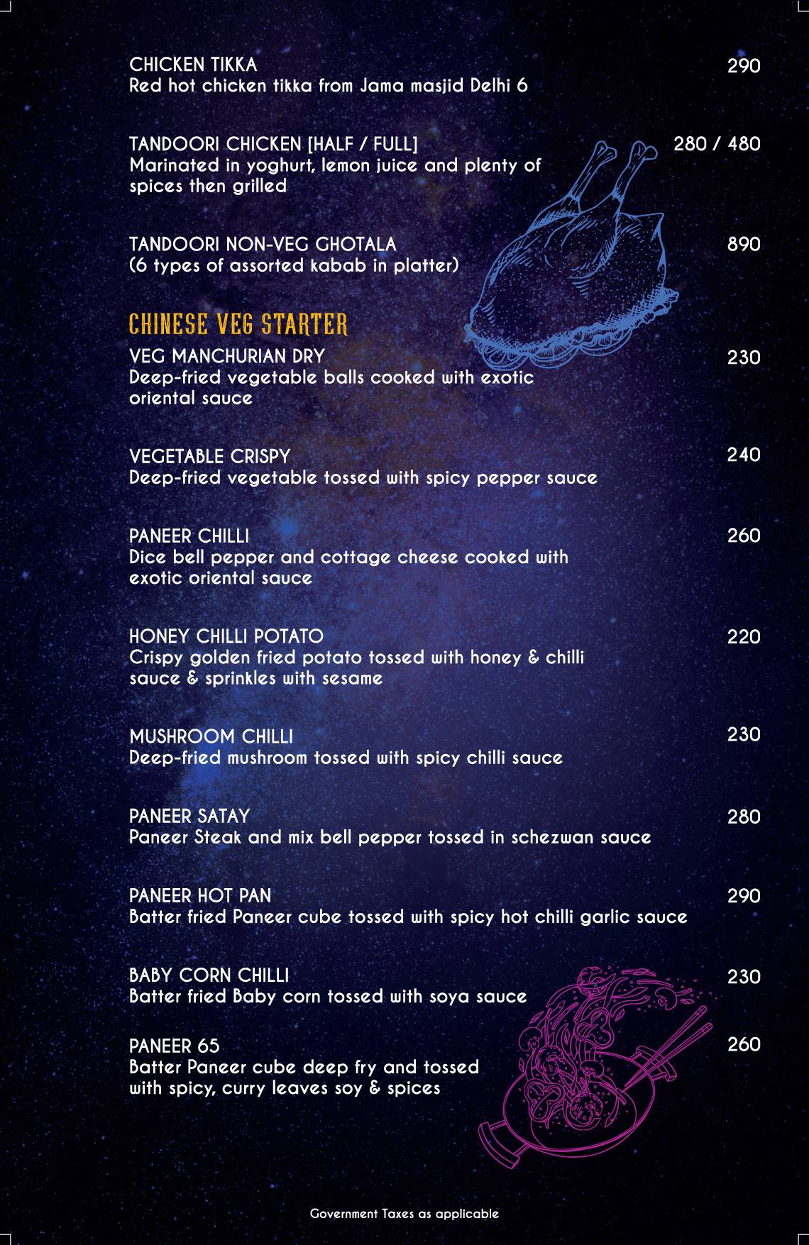 Zero Gravity Pune menu