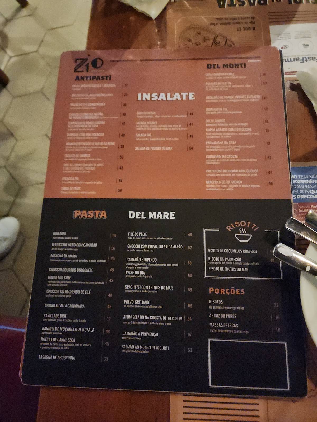 Zio Cucina Iguatemi cardápio