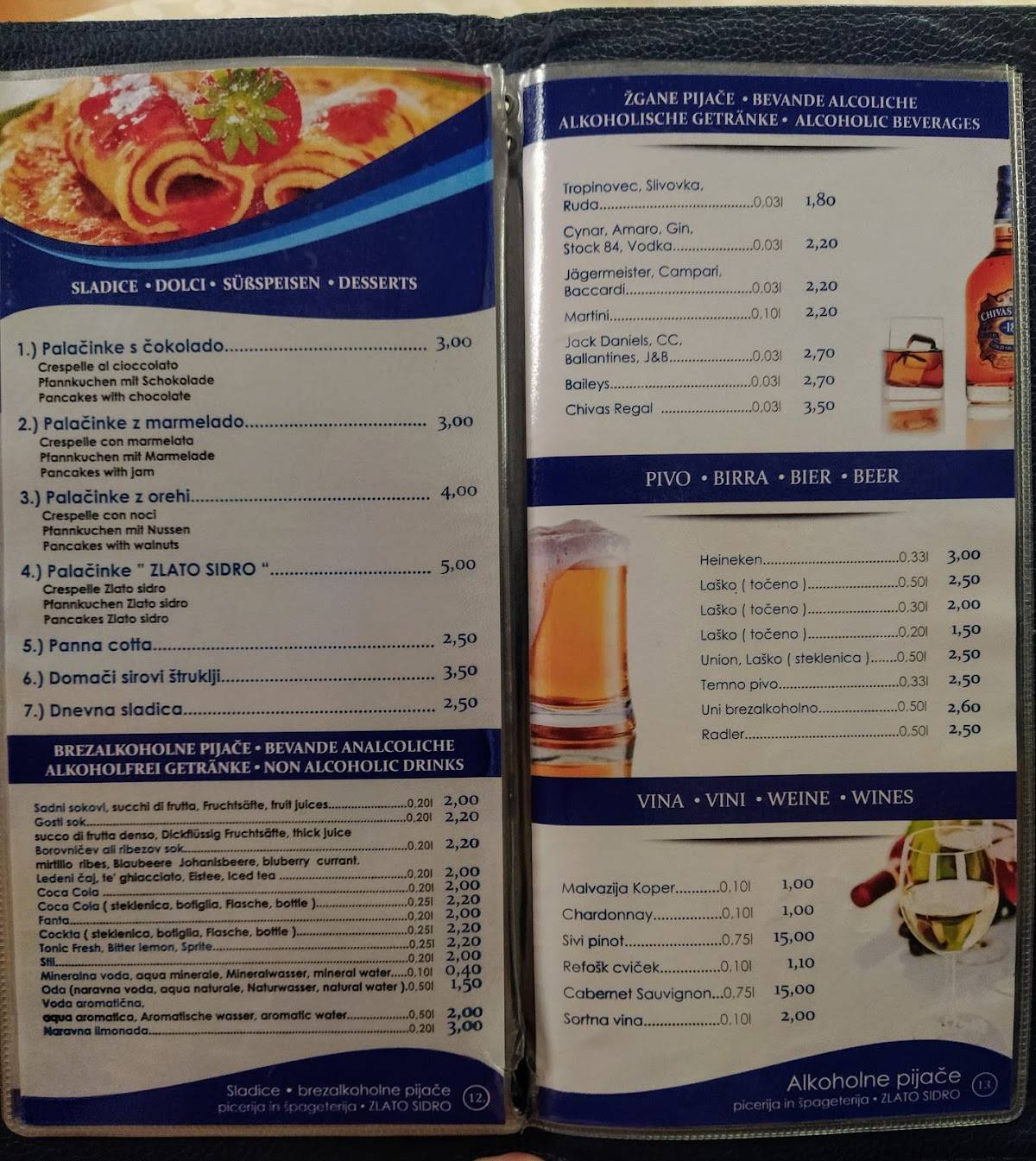 Menu di Zlato Sidro 