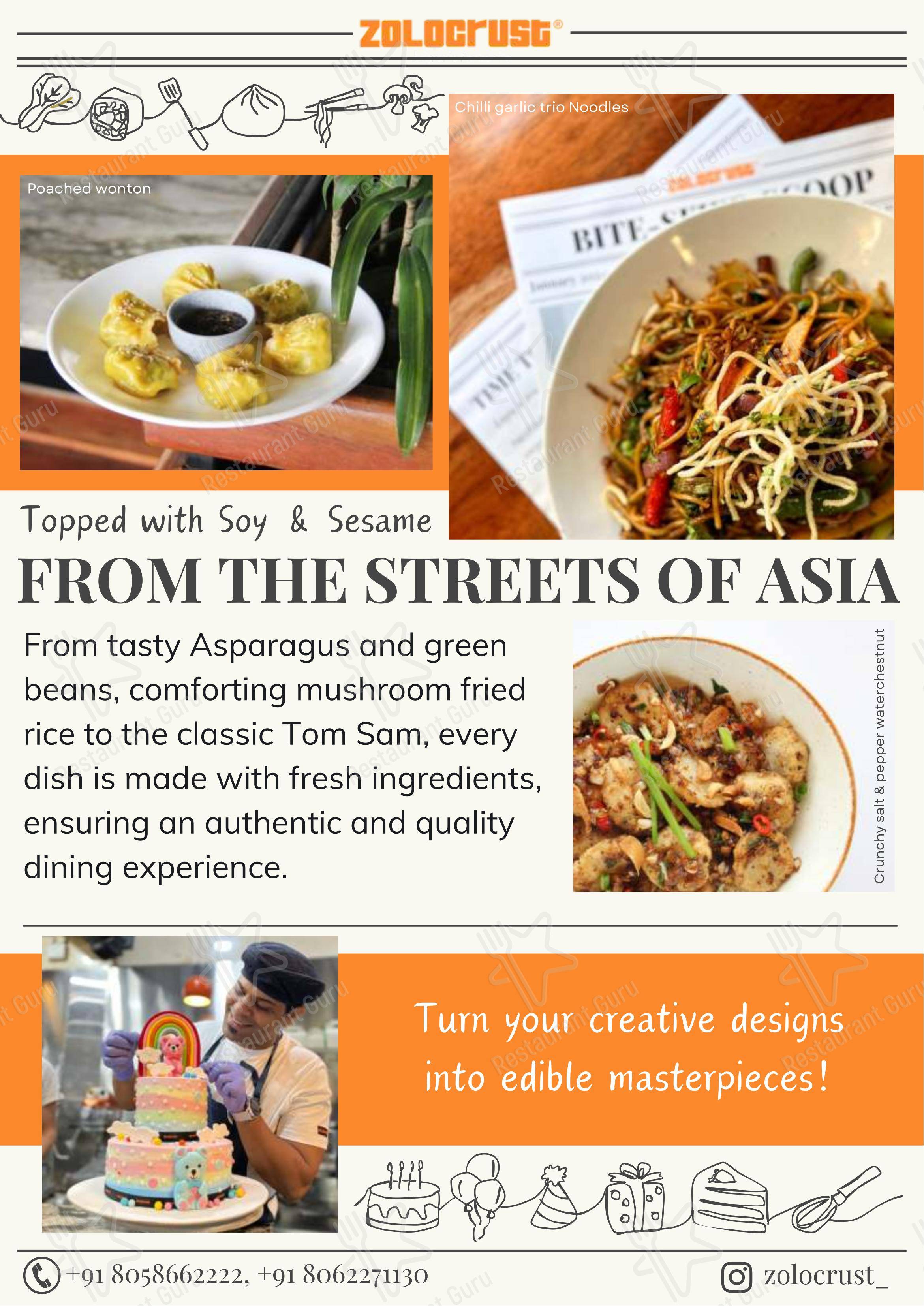 菜单 for the Zolocrust cafe