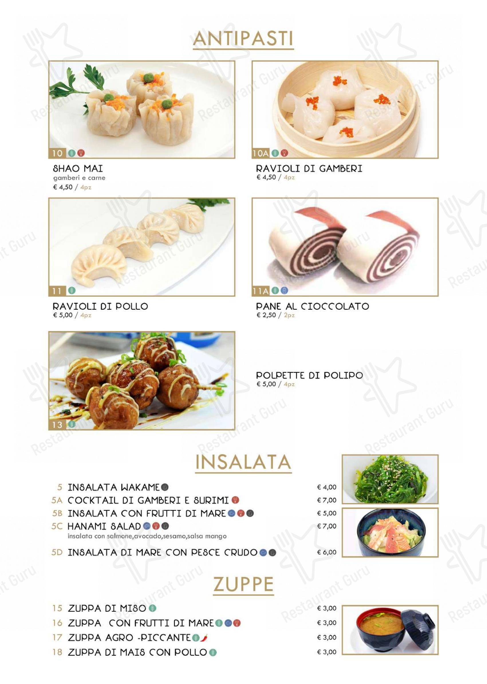Menu per Hanami Asian Fusion in Ferrara