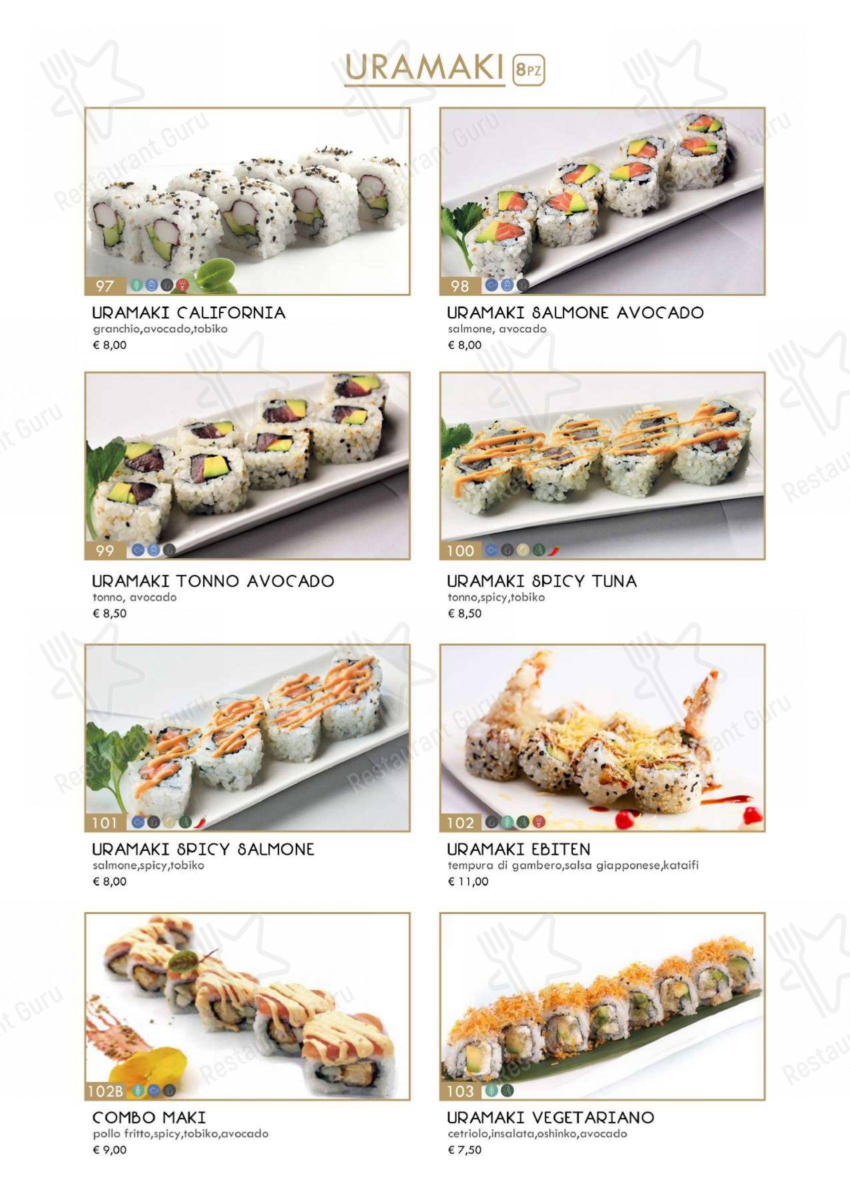 Menu per Hanami Asian Fusion in Ferrara