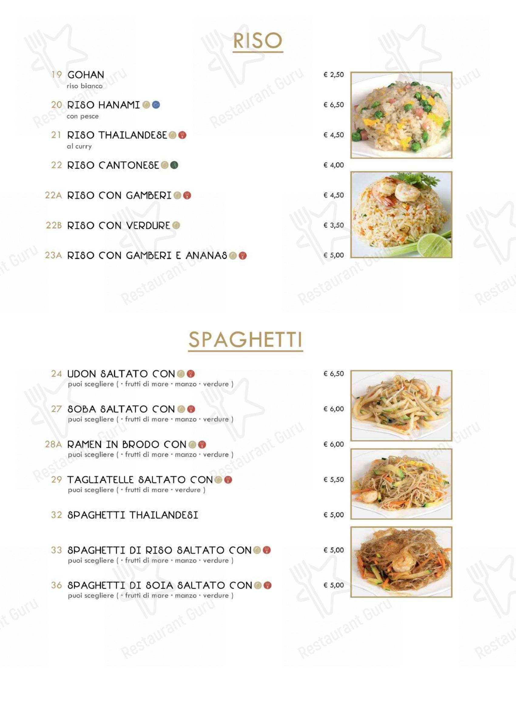 Menu per Hanami Asian Fusion in Ferrara