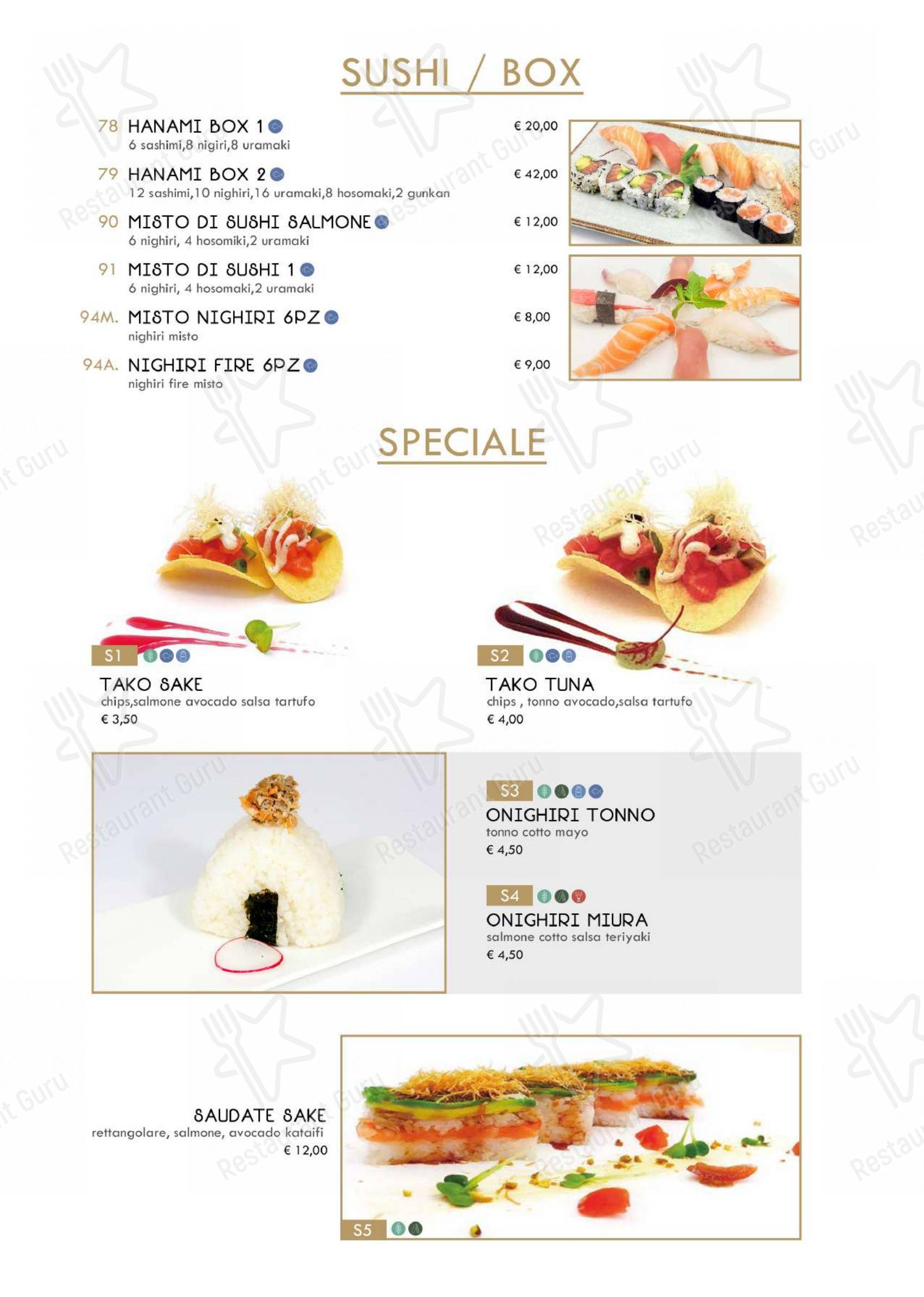 Menu per Hanami Asian Fusion ristorante