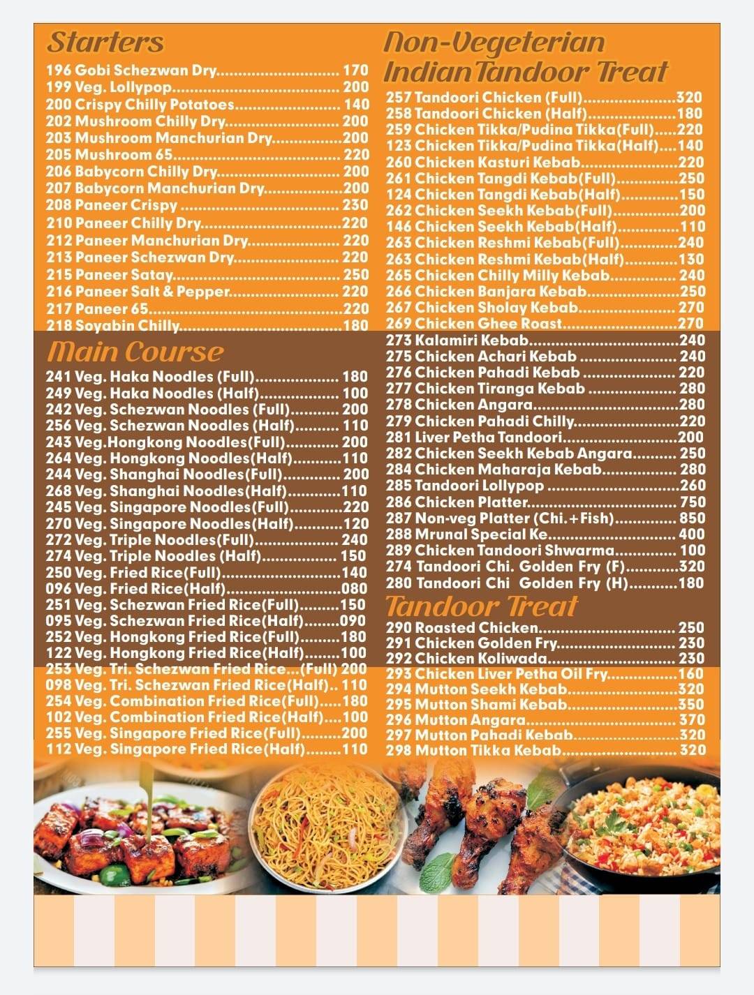 mrunal family restaurant menu