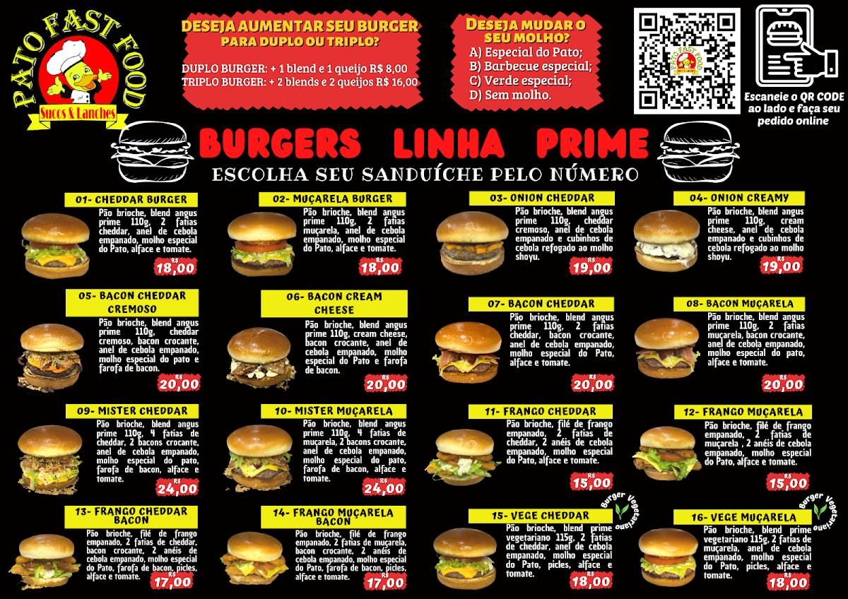 pato fast food cardápio