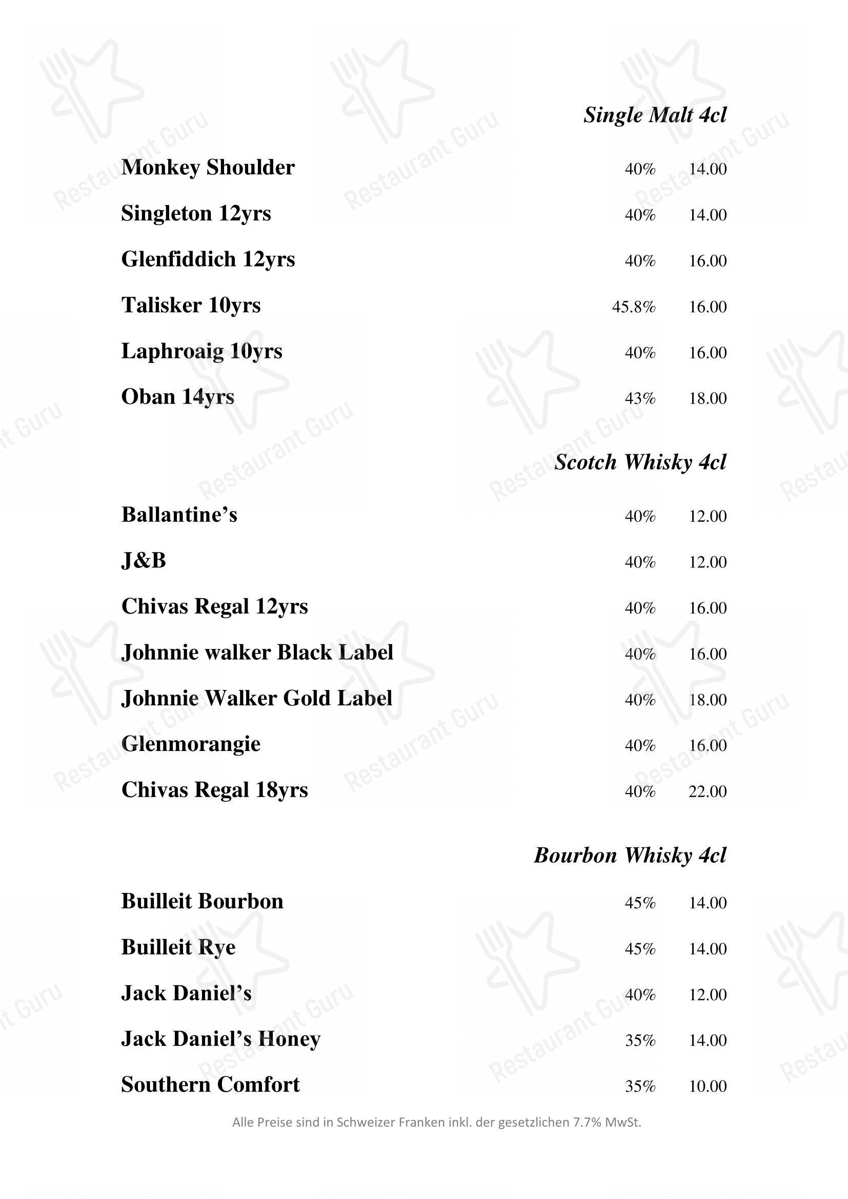Menu per ANTONS pub & bar