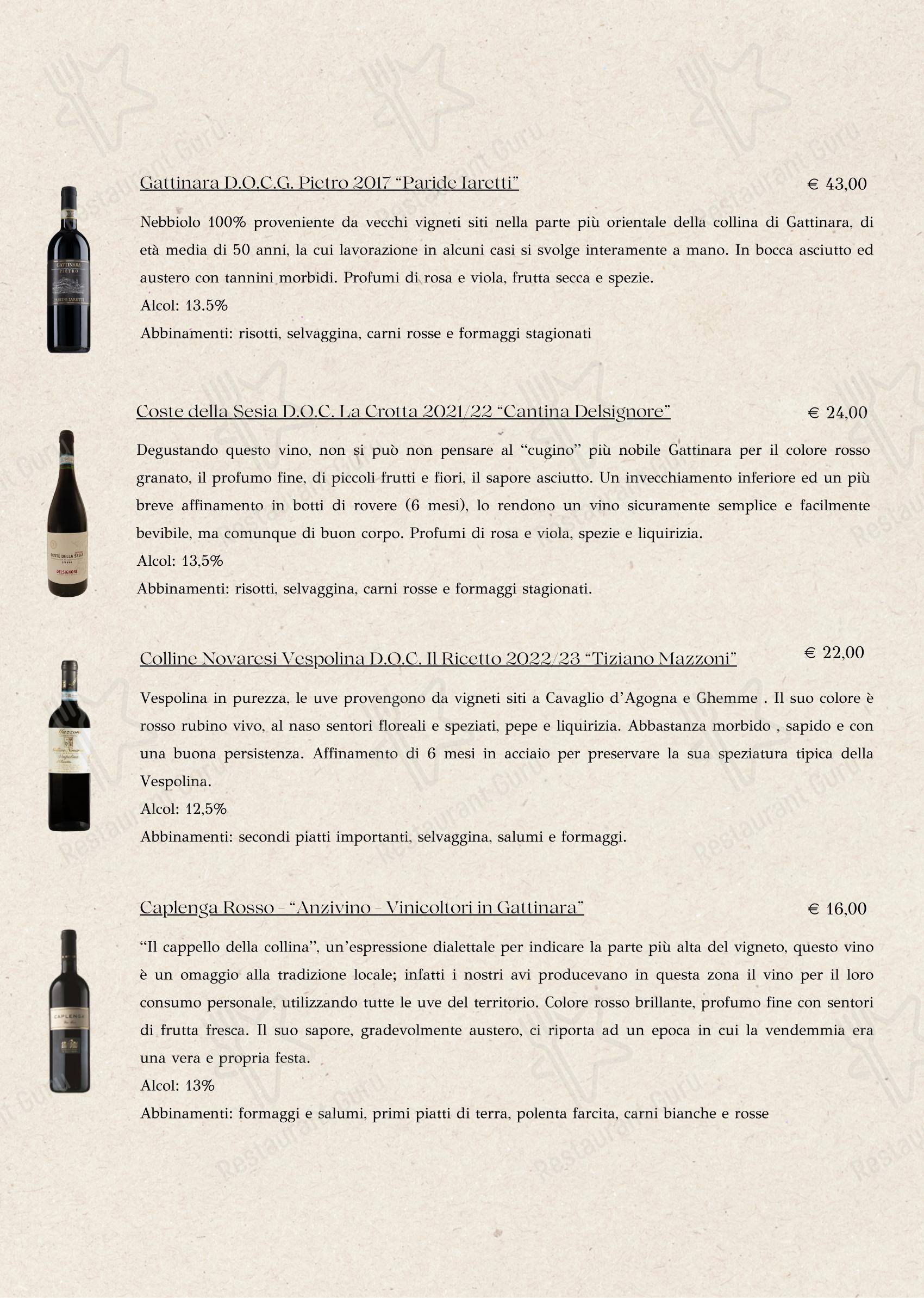 Menu bar per Alpe Campo Rimasco ristorante