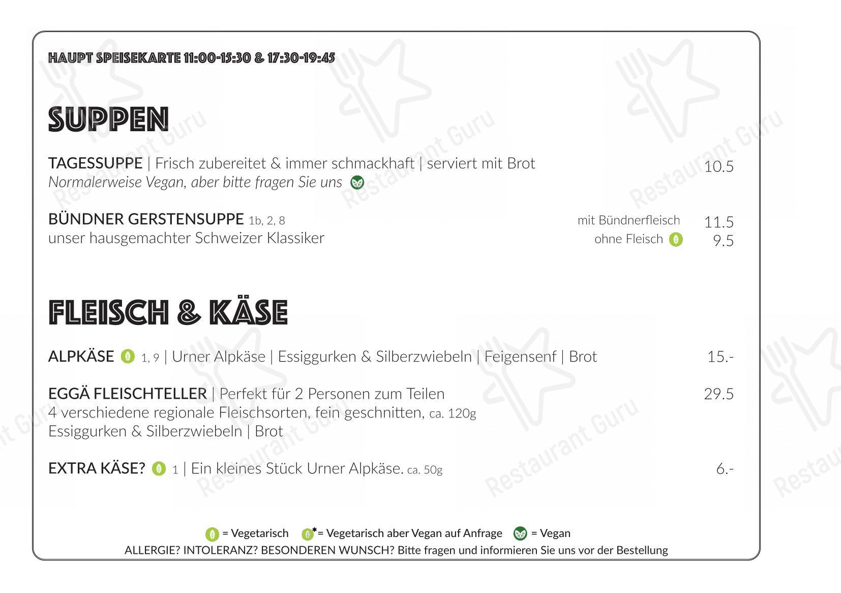 Menu di Berggasthaus Eggberge - Menu bar