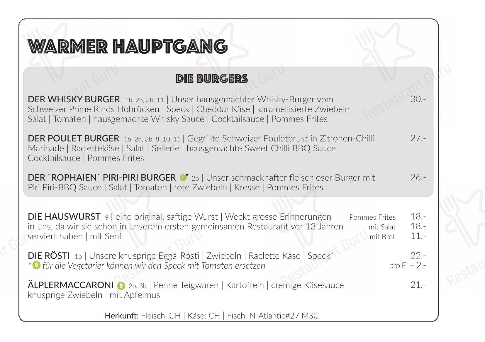 Menu bar per Berggasthaus Eggberge in Altdorf