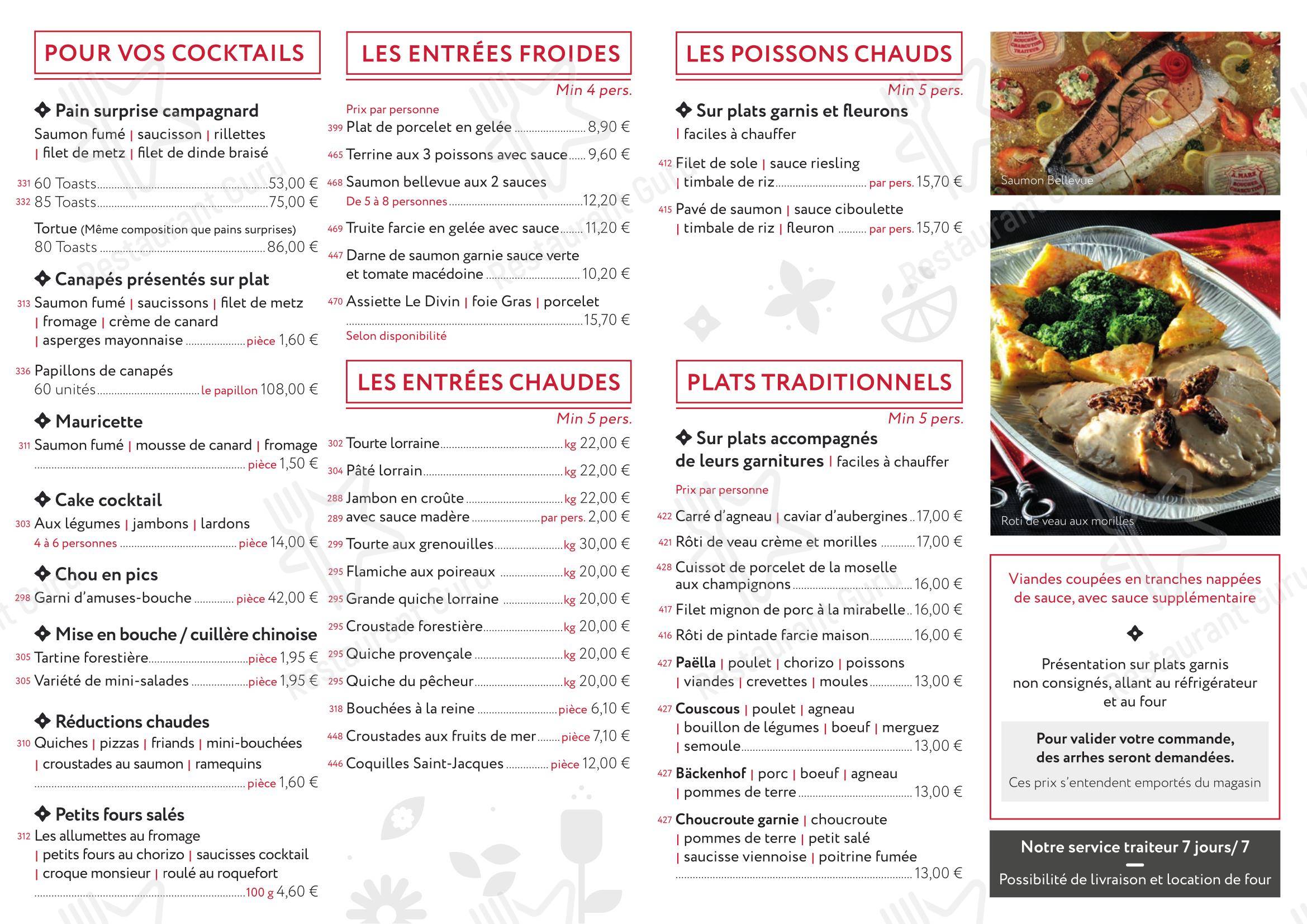 Menu pour Boucherie Marx fast food