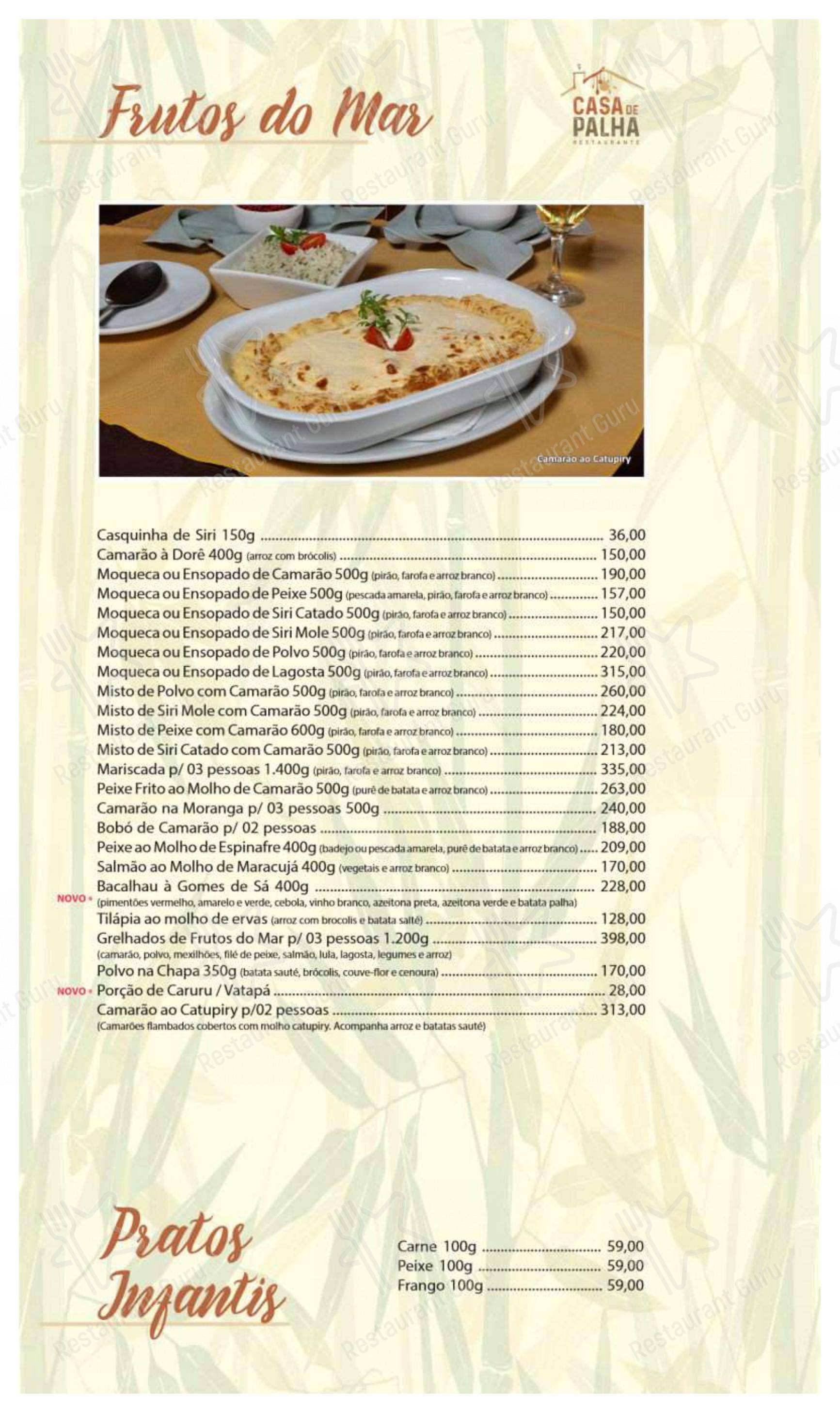 Menu para Casa de Palha em Lauro de Freitas