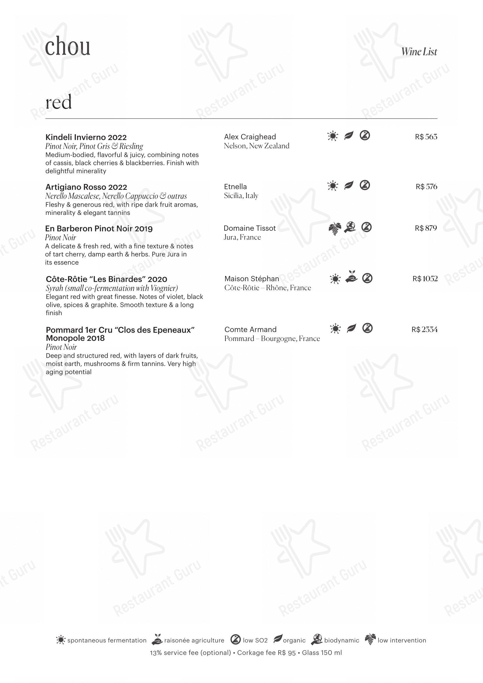 Крафт меню para Chou restaurante