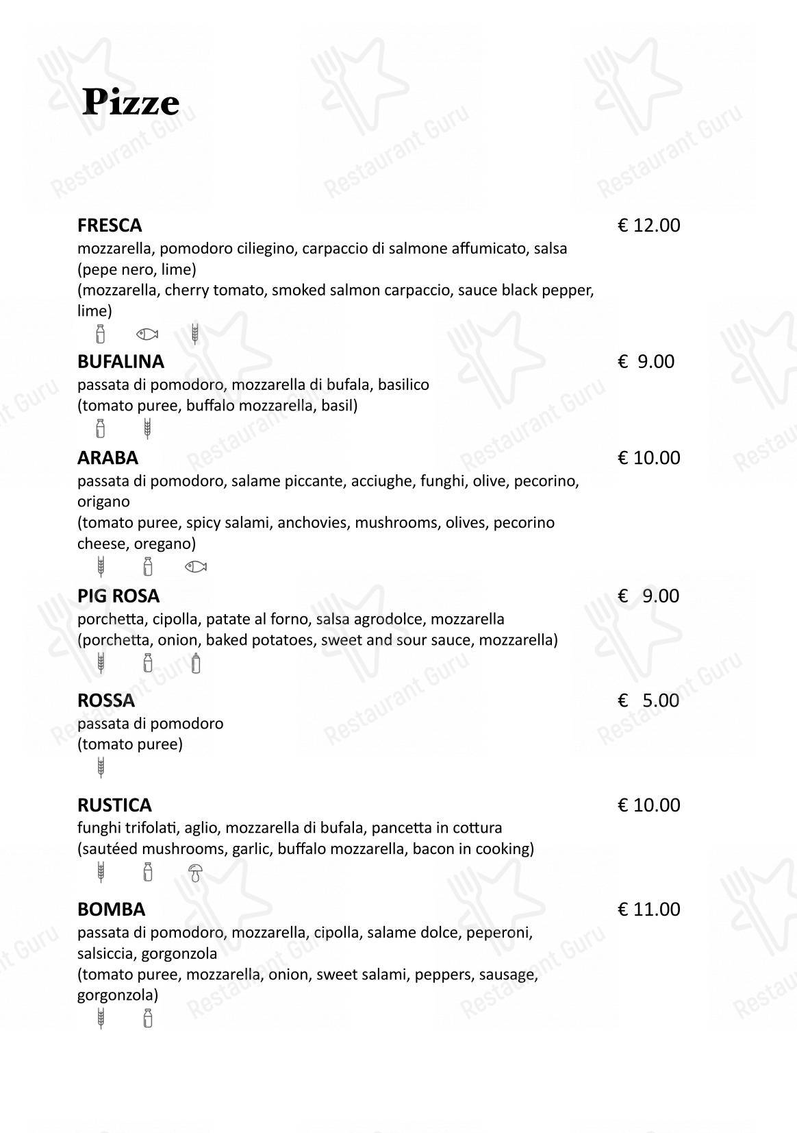 Menu di Cinquantapassi Ristorante Pizzeria - Menu bar