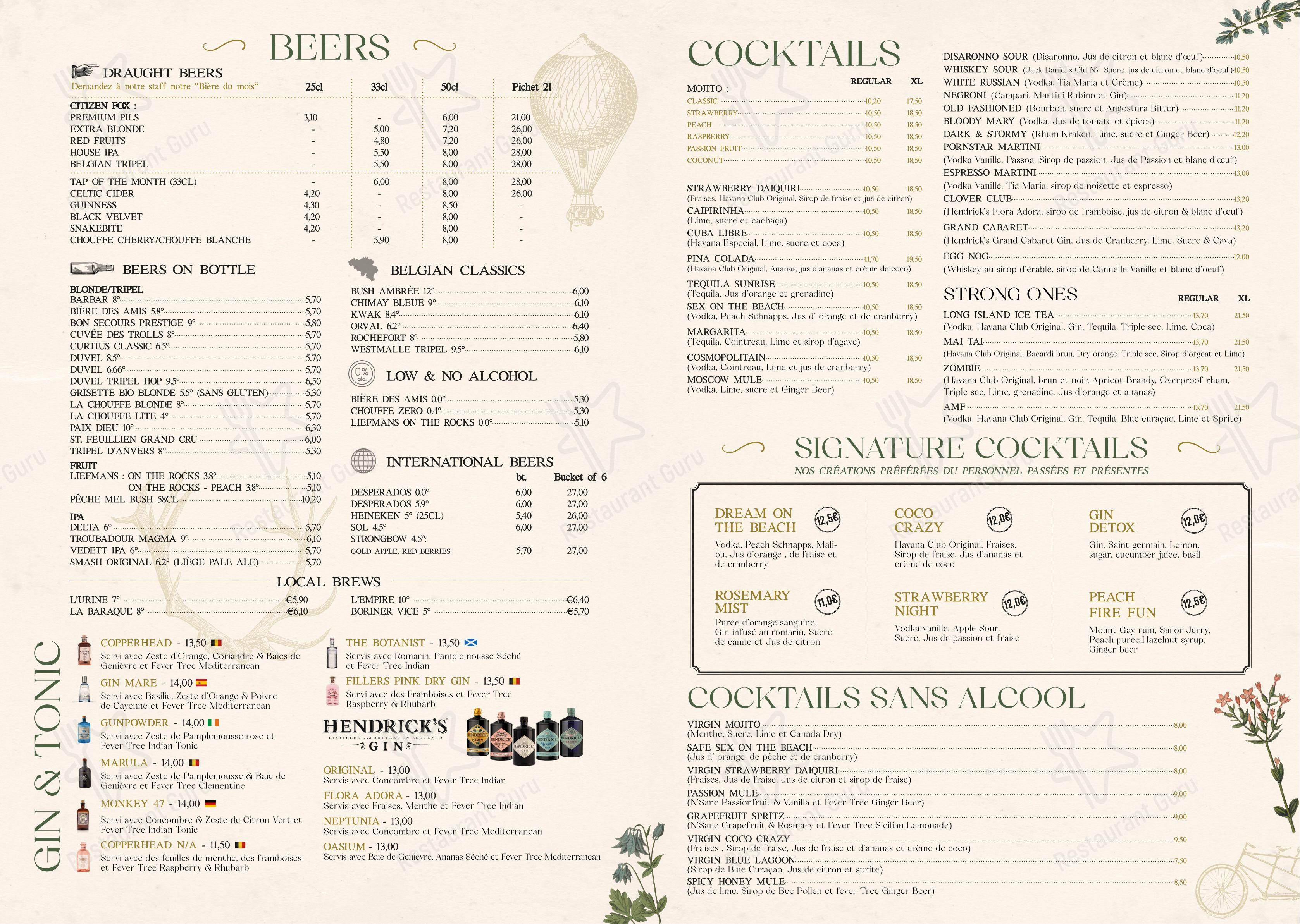 Menu bar pour Citizen Fox dans Mons
