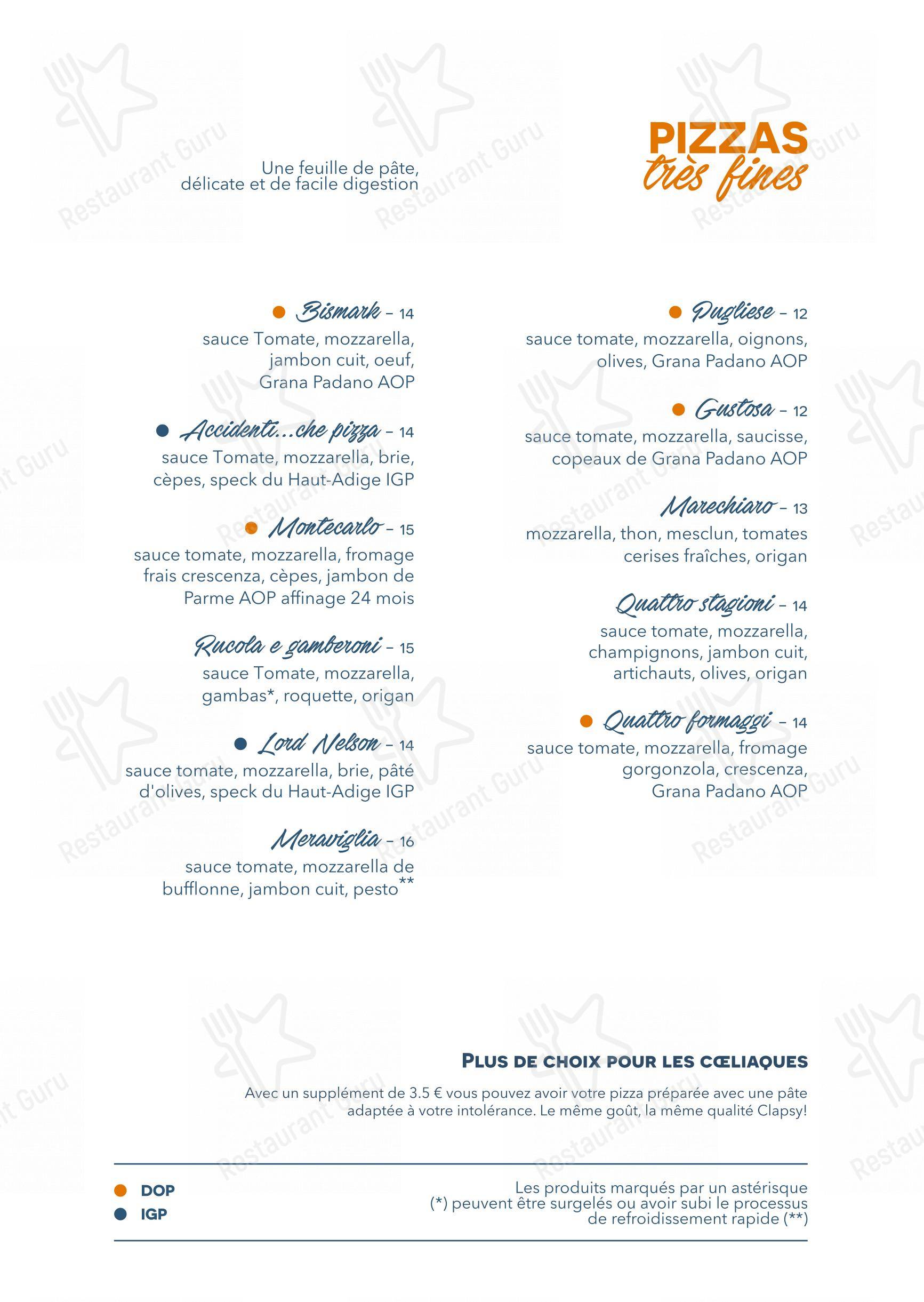 Wine Menu per Clapsy Alassio pizzeria