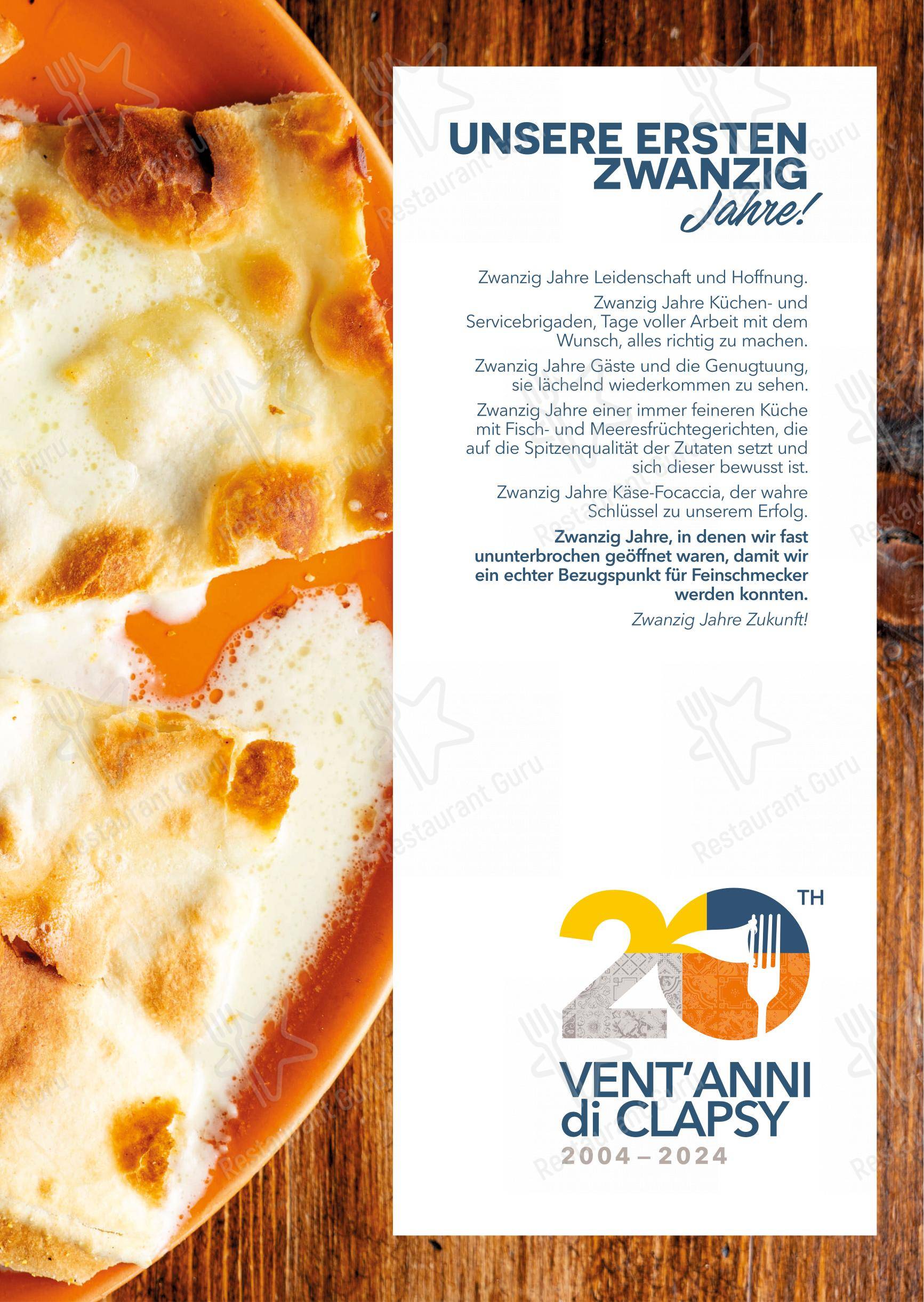 Clapsy Alassio in Alassio - Lunch Menu
