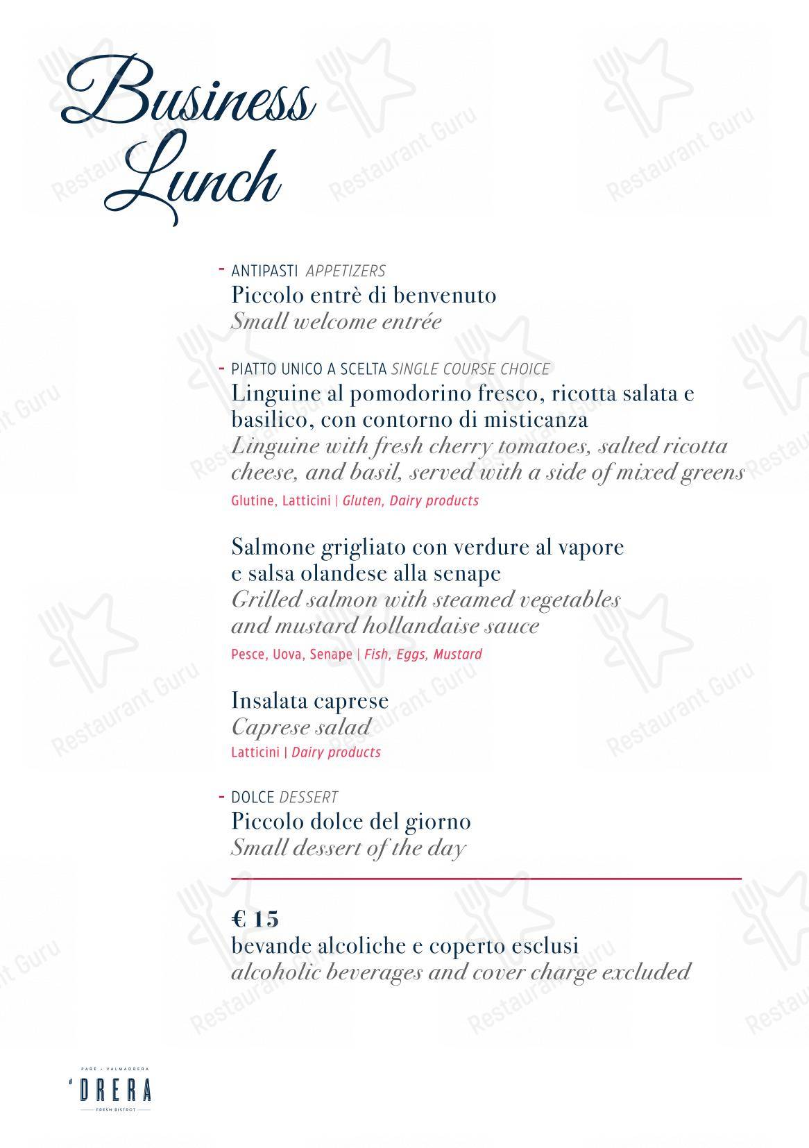Menu bar per Drera in Valmadrera