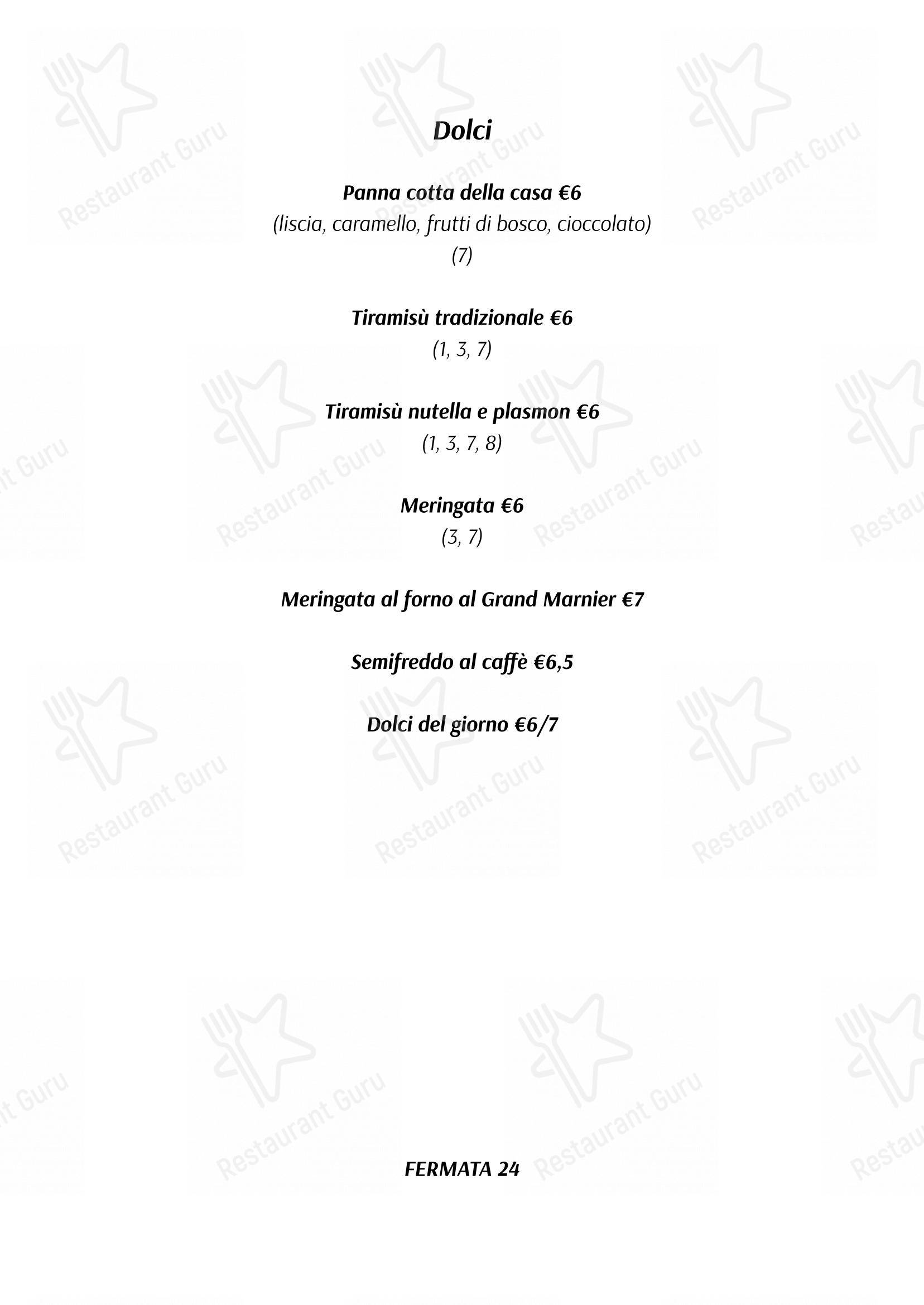 Menu per Fermata 24 “Ristorante & Pizzeria” ristorante
