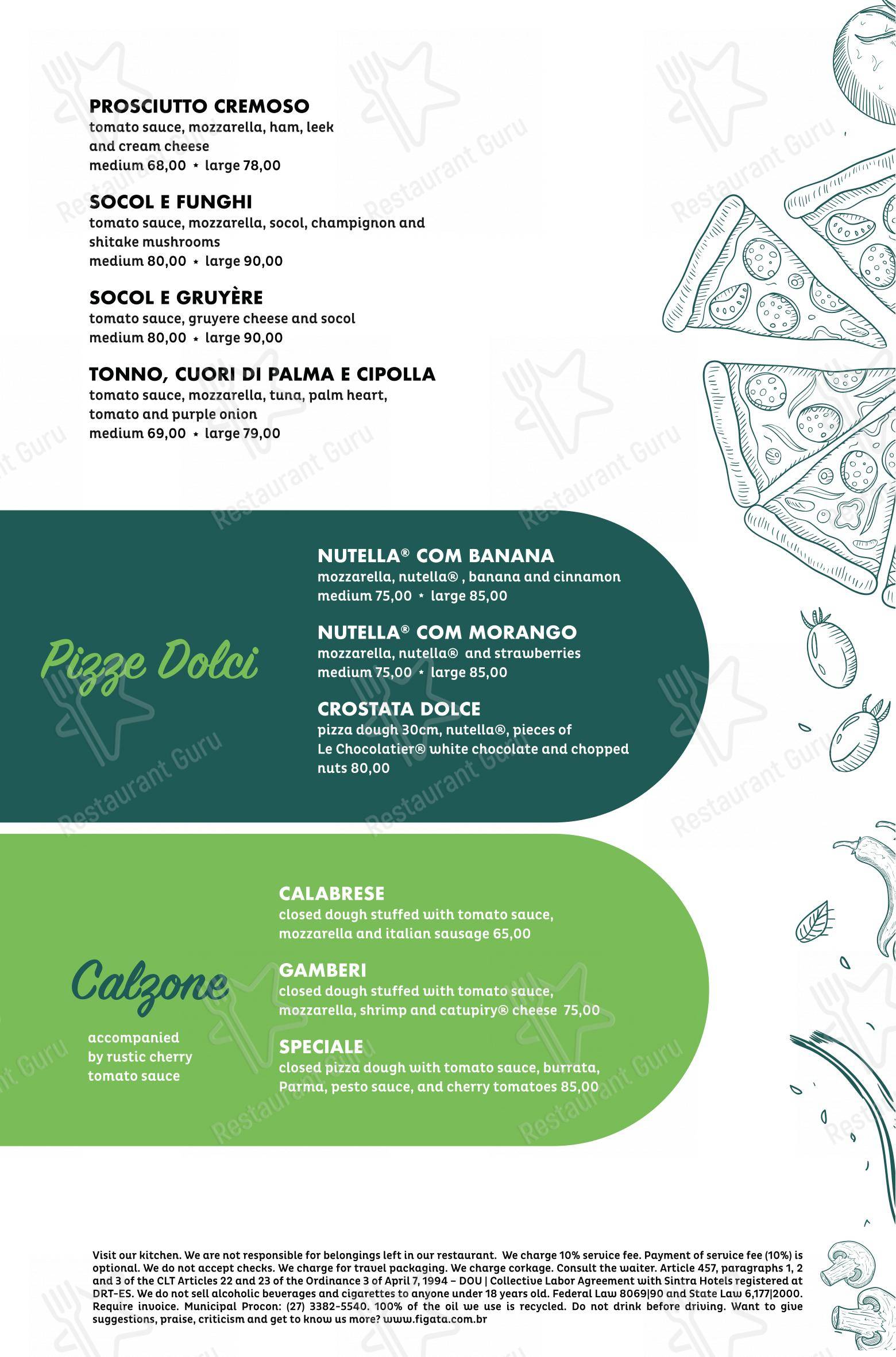 Menu bar para Figata Pizza & Pasta - Shopping Vitória em Vitoria
