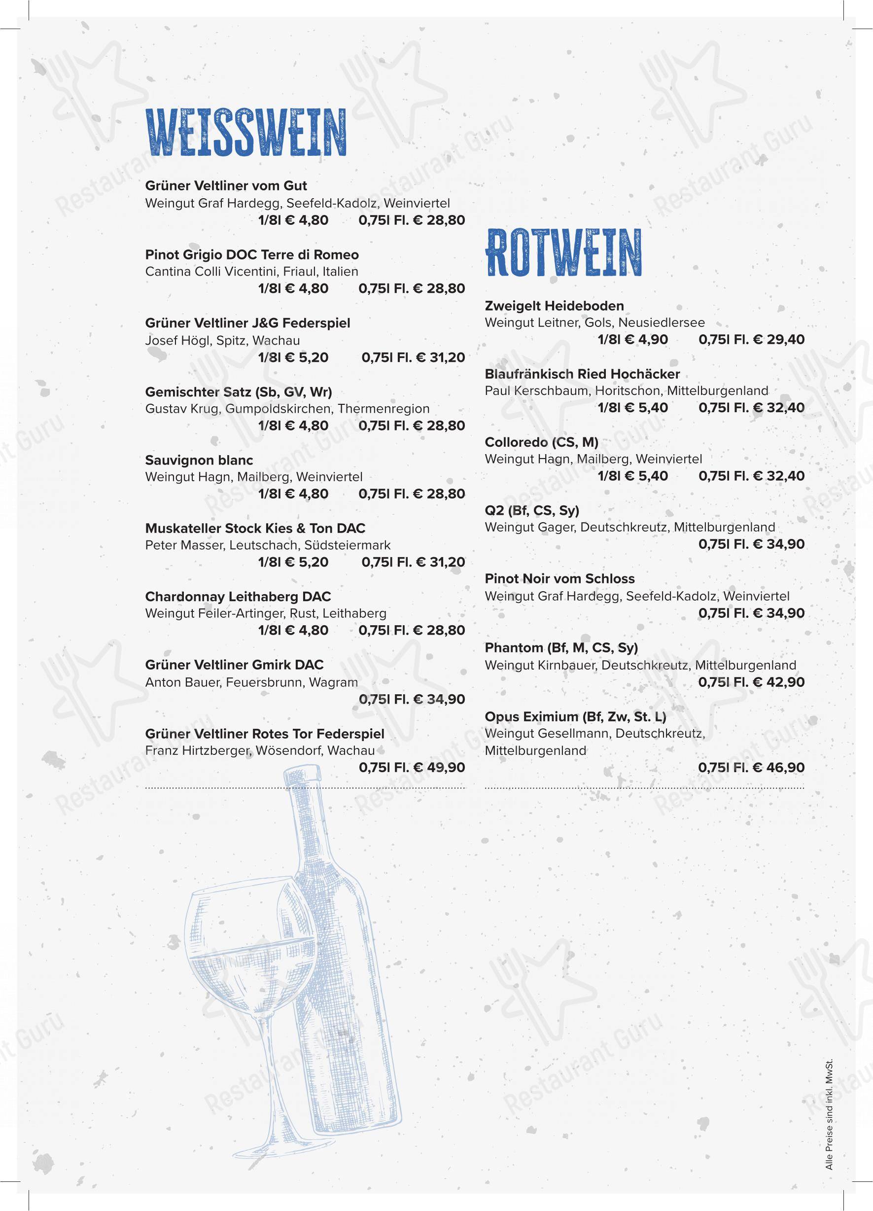 Menu pour Fischerhäusl Linz restaurant