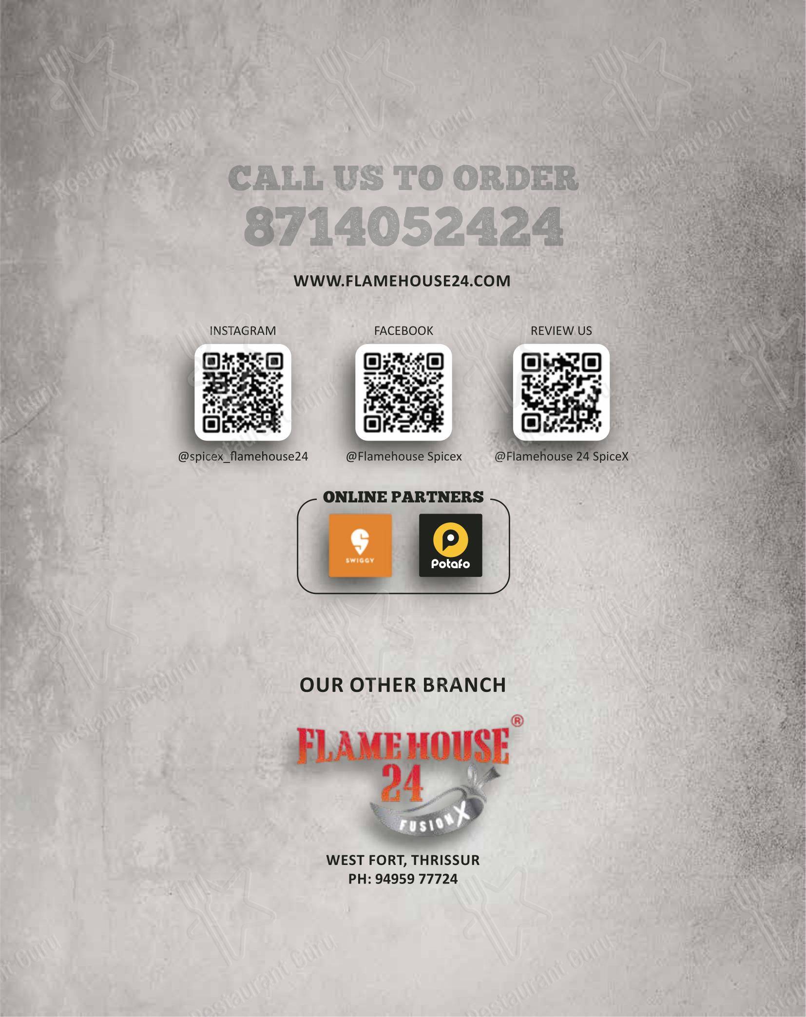Flame house 24 – Spicy Grilled Chicken Best Biryani in Thrissur in Thrissur - 菜单
