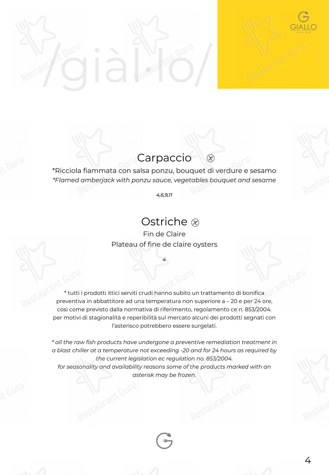 Giallo Viareggio in Viareggio - 菜单