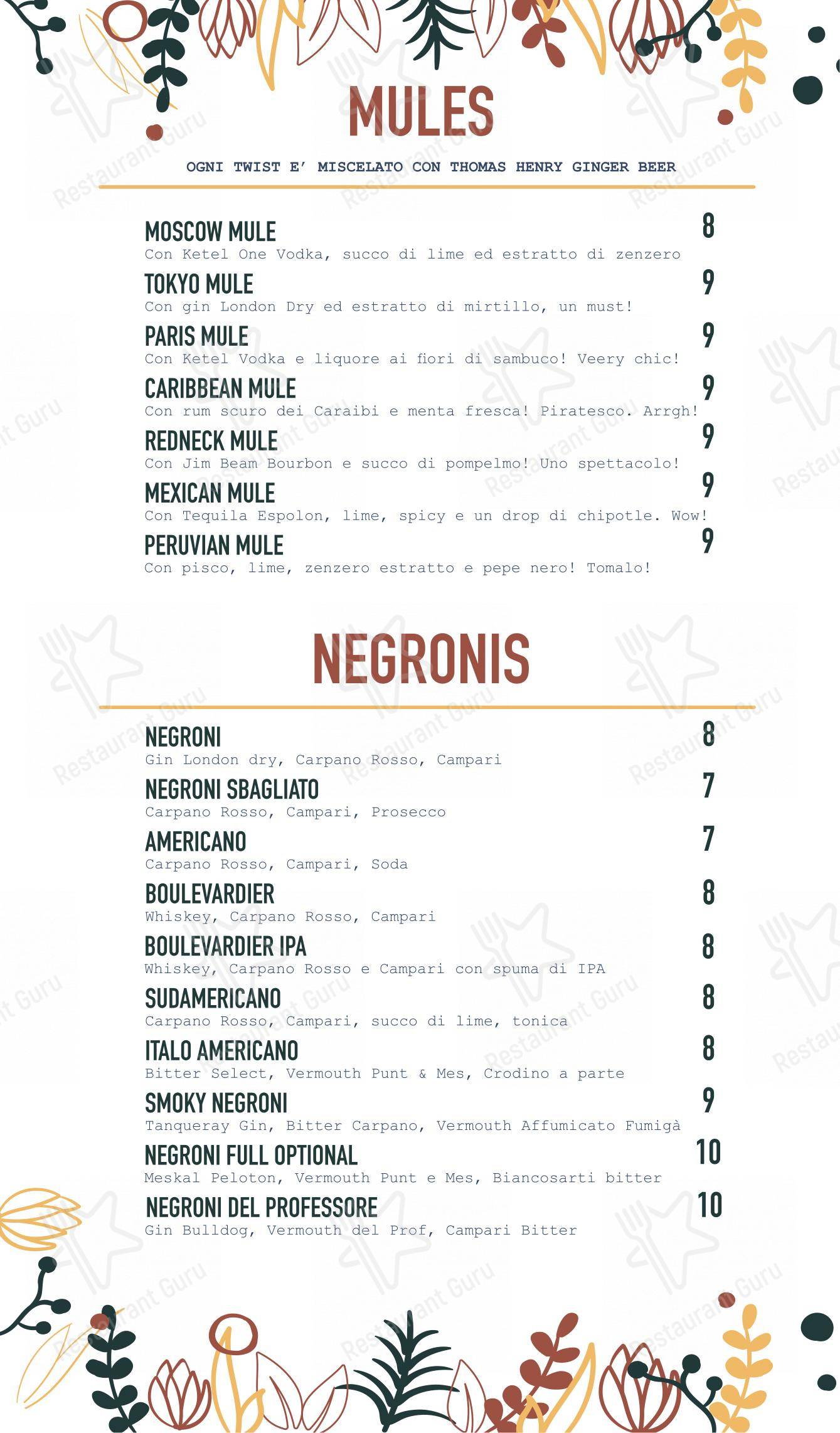 Основное меню per GØRILLA pub & bar