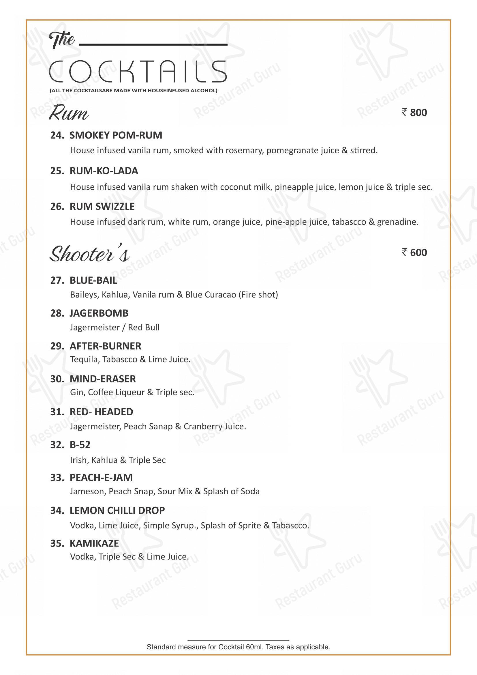 Menu for the HIVE Restaurant & Bar pub & bar