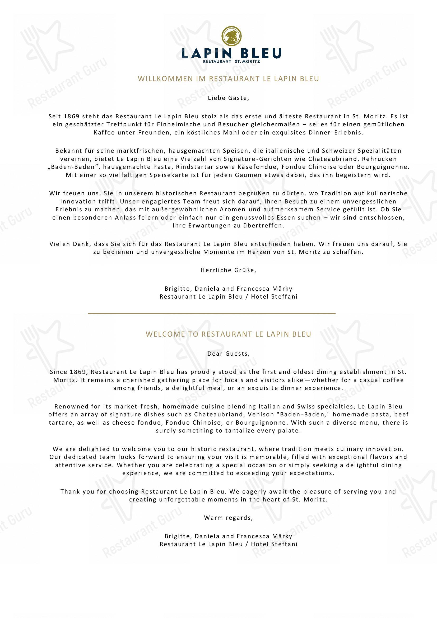 Menu bar per Hotel Steffani ristorante