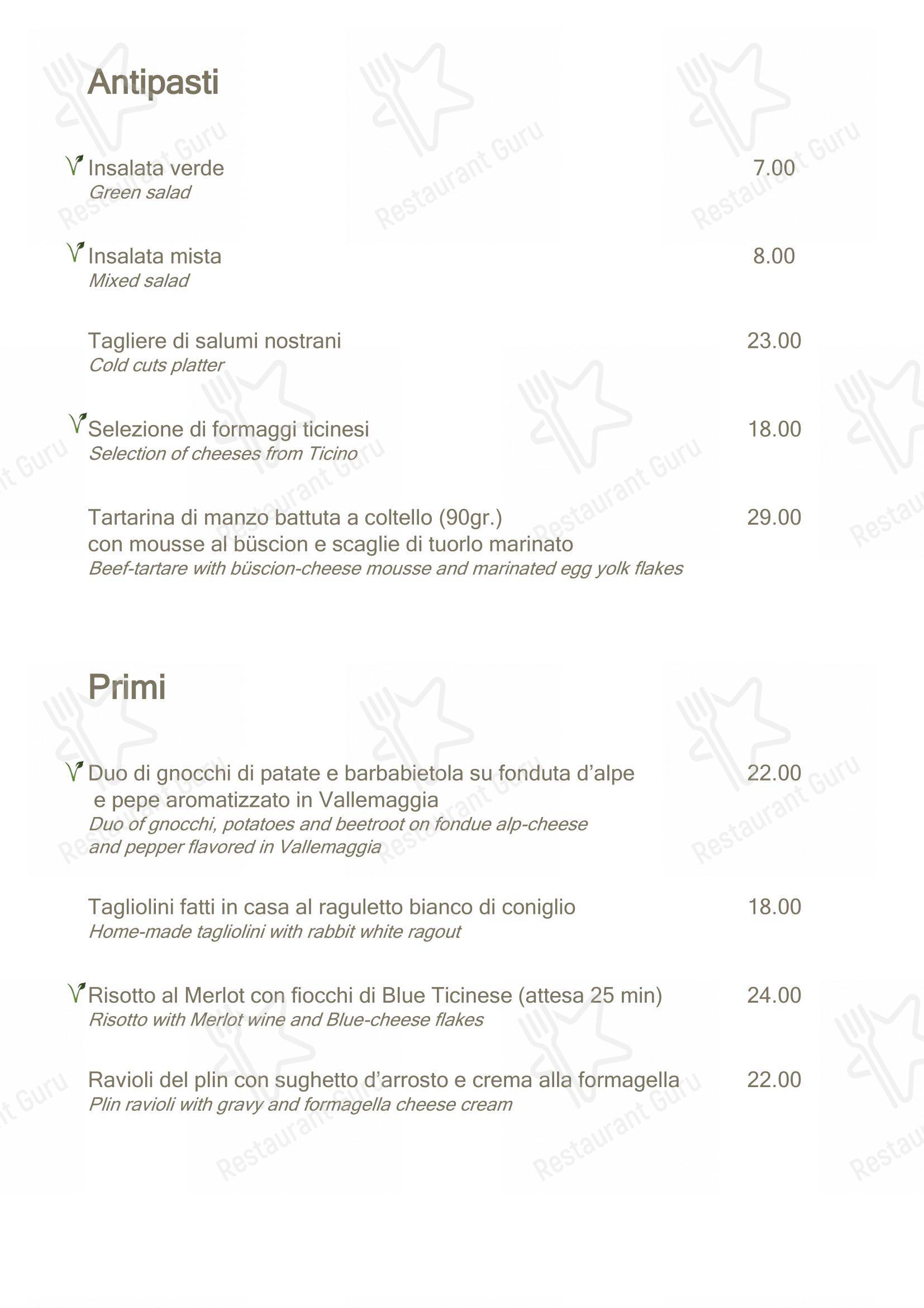 Menu per Il Larice Punto d'incontro in Acquarossa