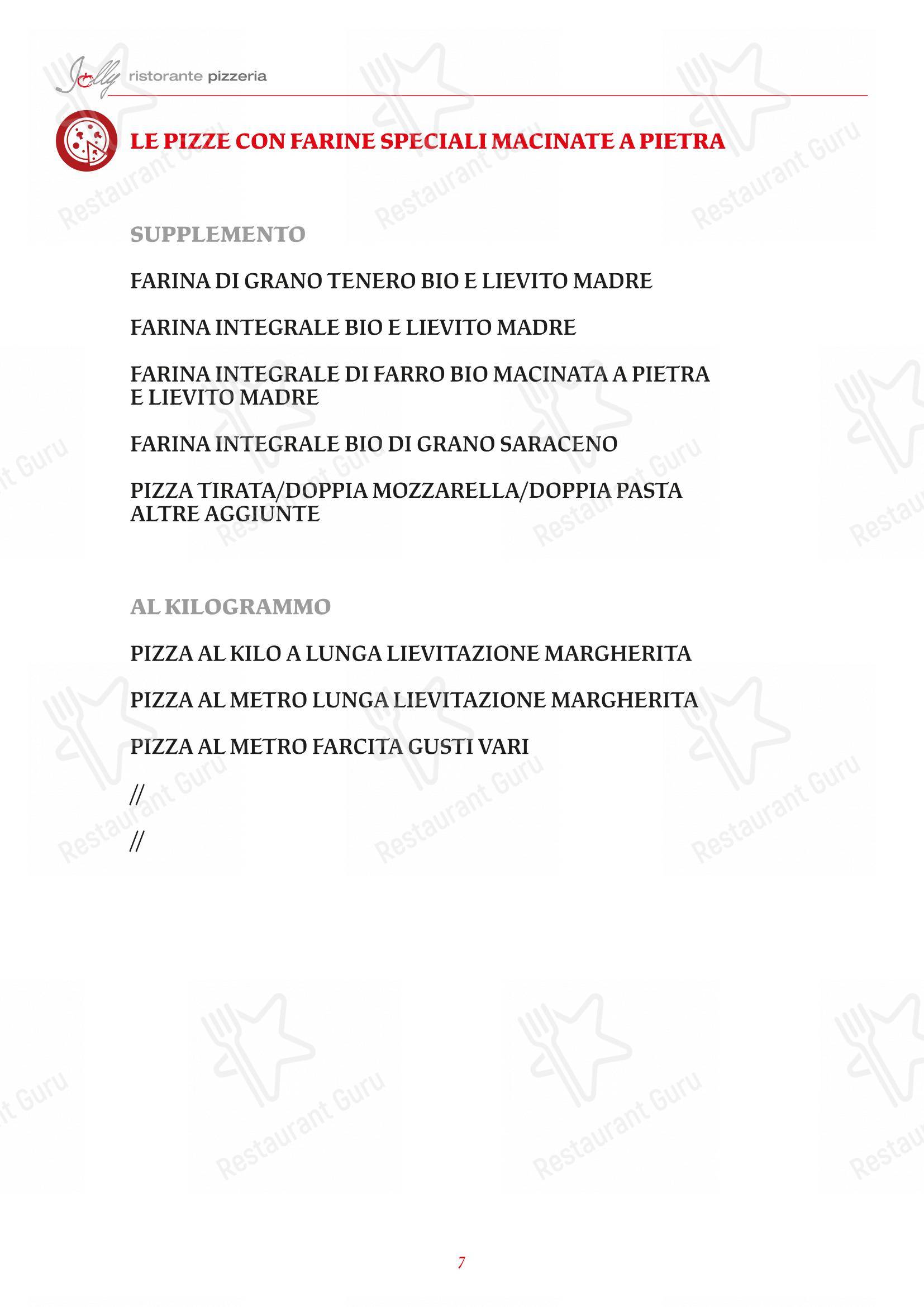 Menu per Jolly pizzeria