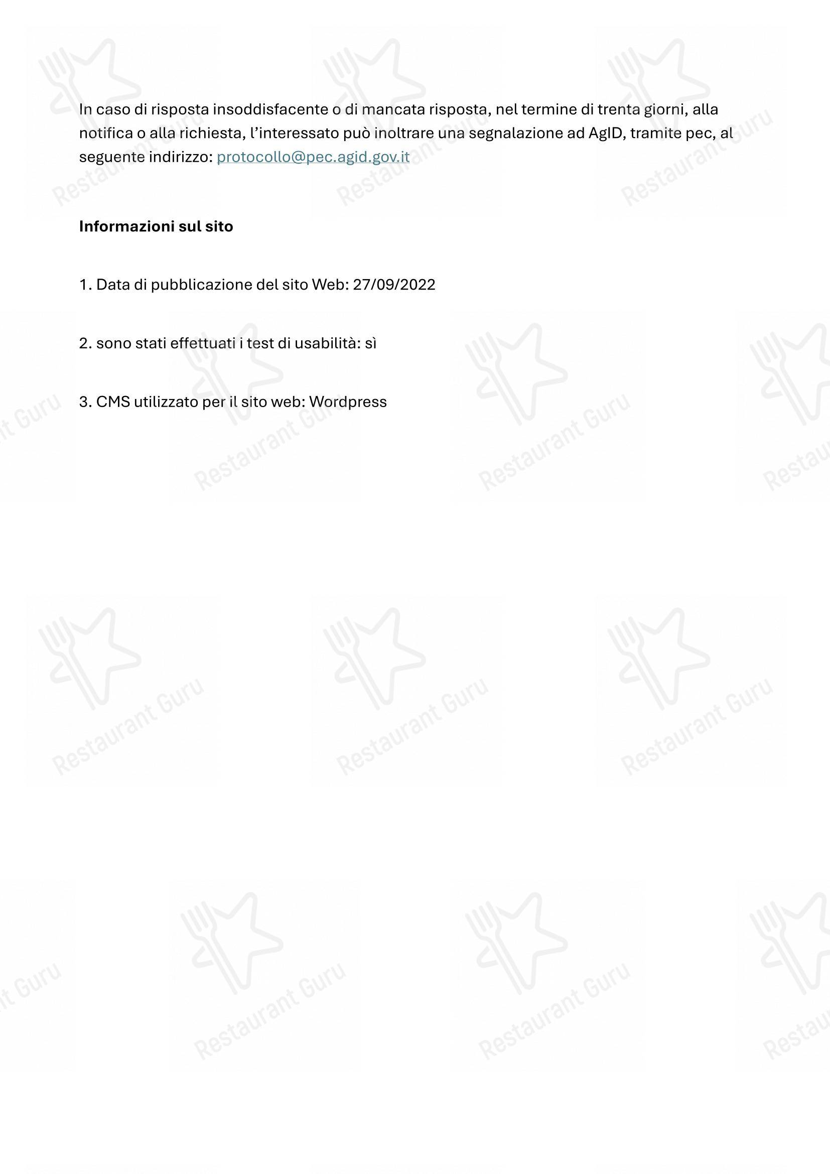 Menu di La Piola - Основное меню