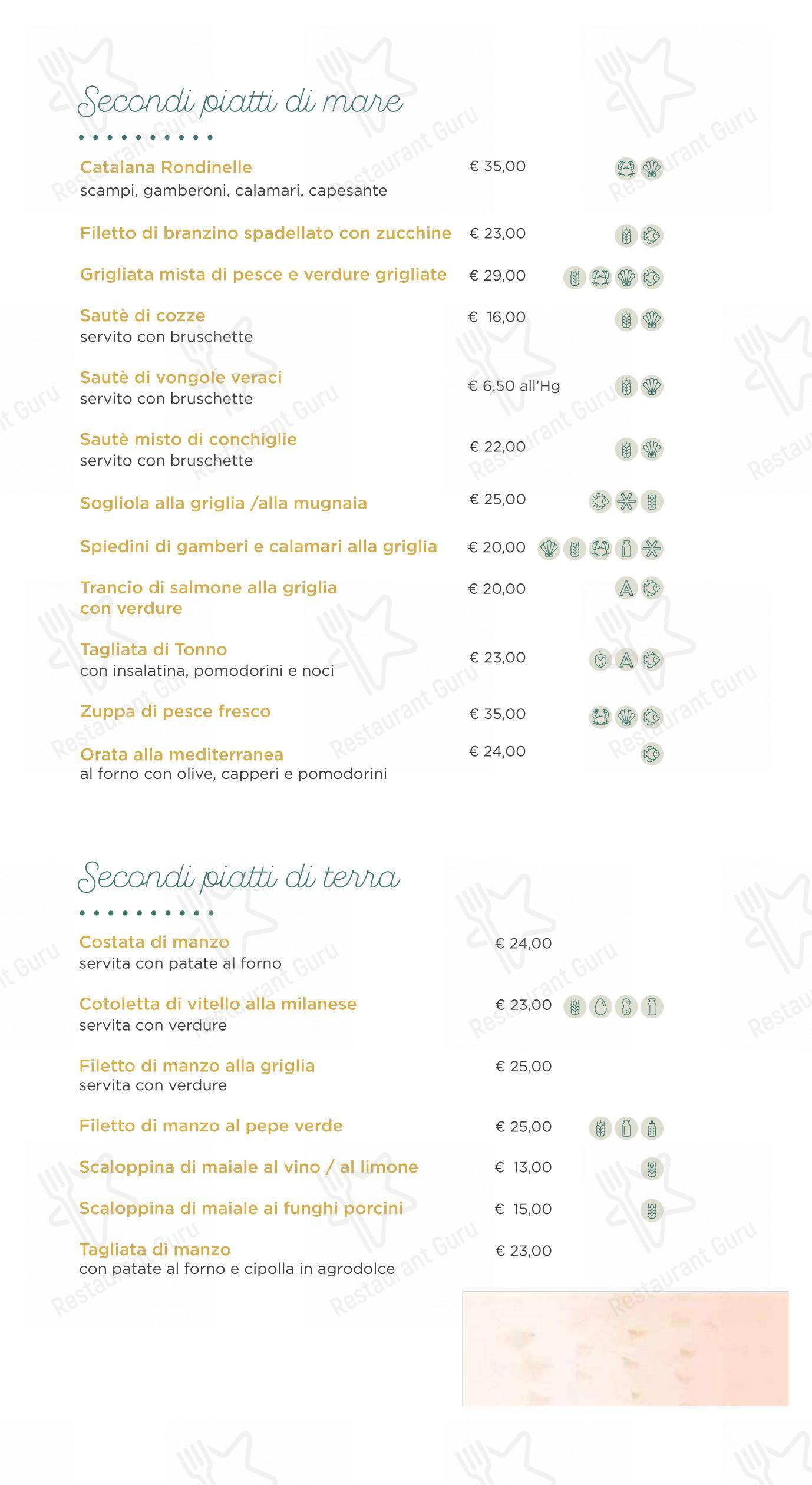 Menu di Le Rondinelle - Основное меню