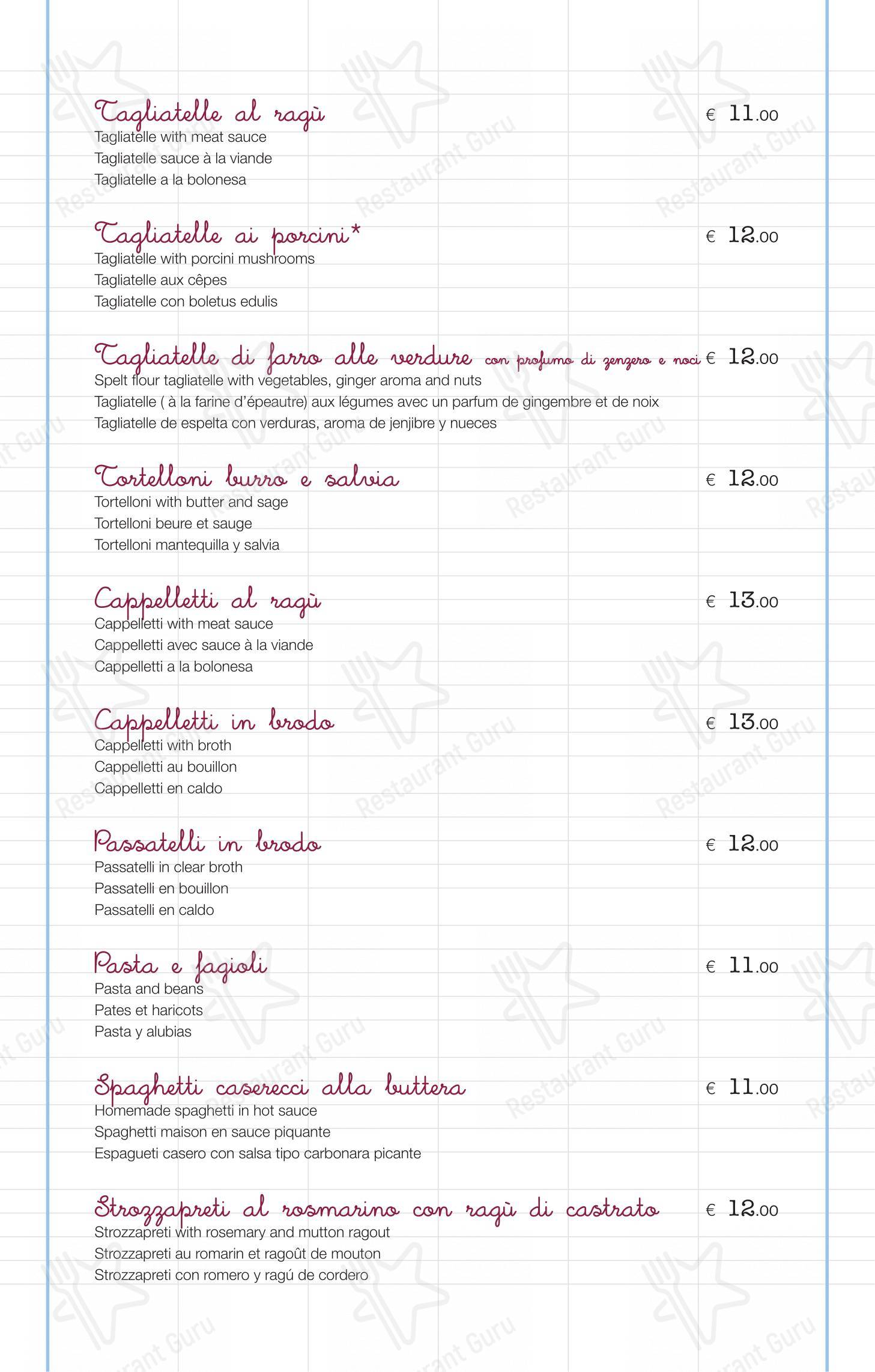 Marianaza in Faenza - Menu