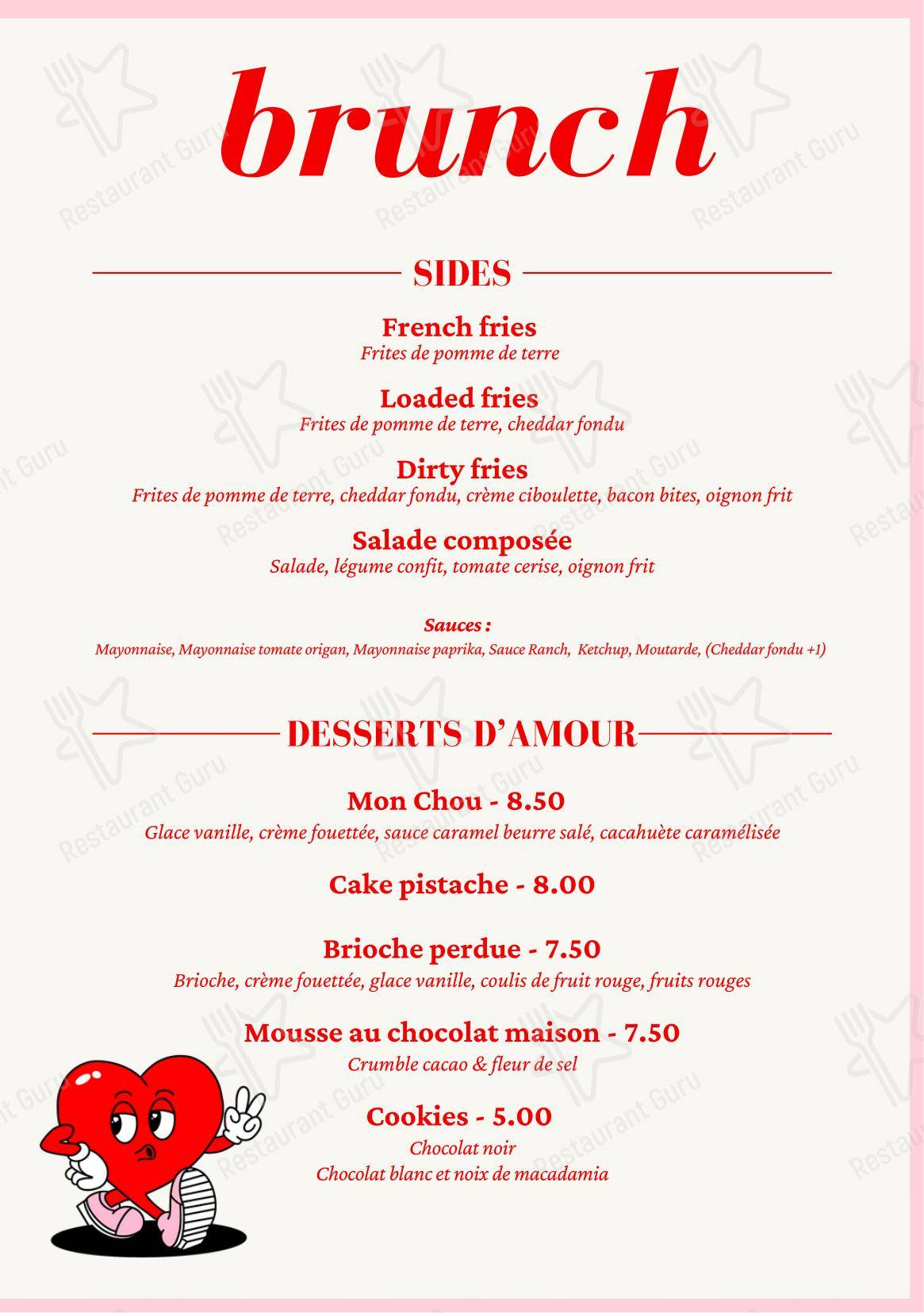 Menu pour Mon Amour - Menu bar