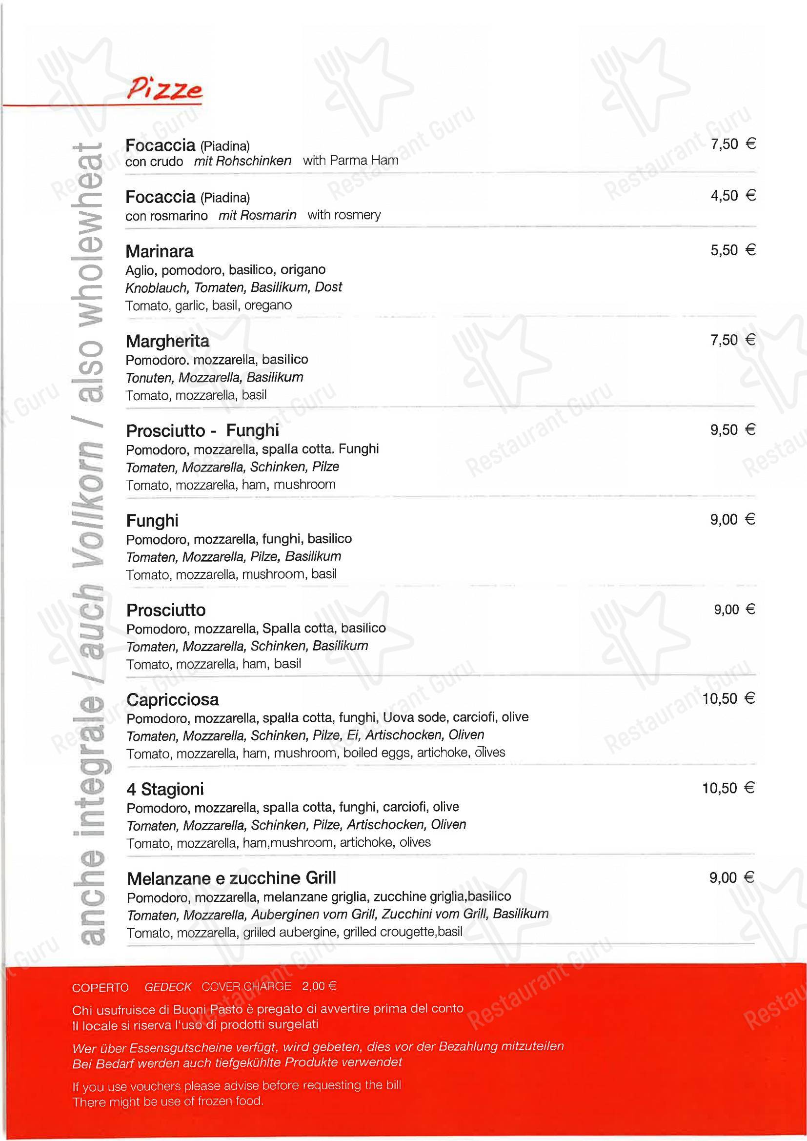Menu per Ottenkeller Pizzeria e ristorante ristorante