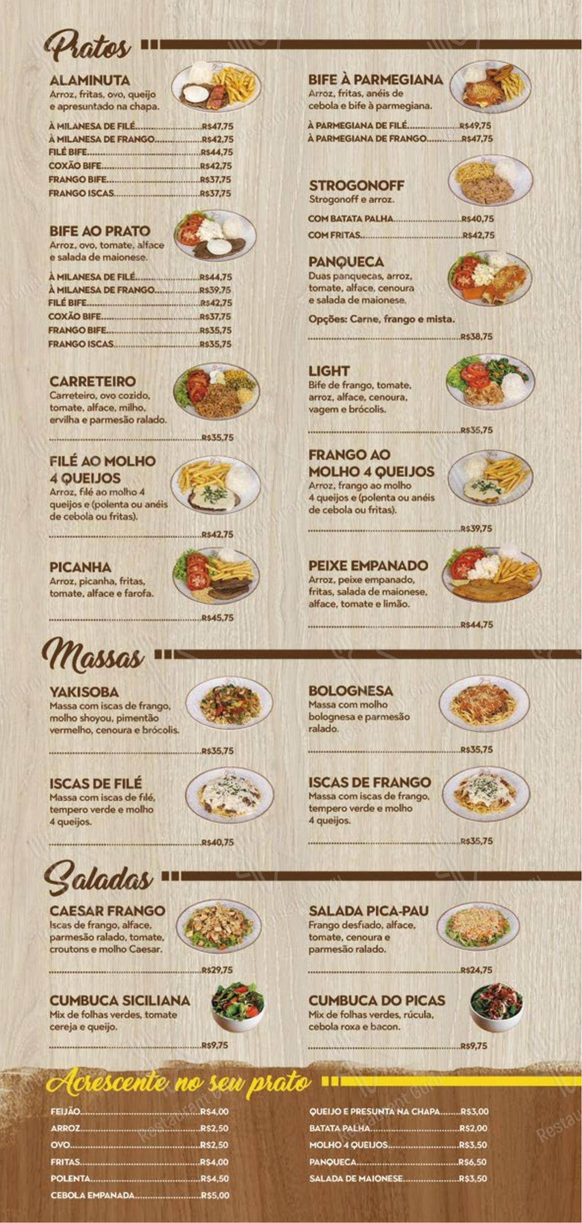 Menu para Pica-Pau Lanches em Novo Hamburgo