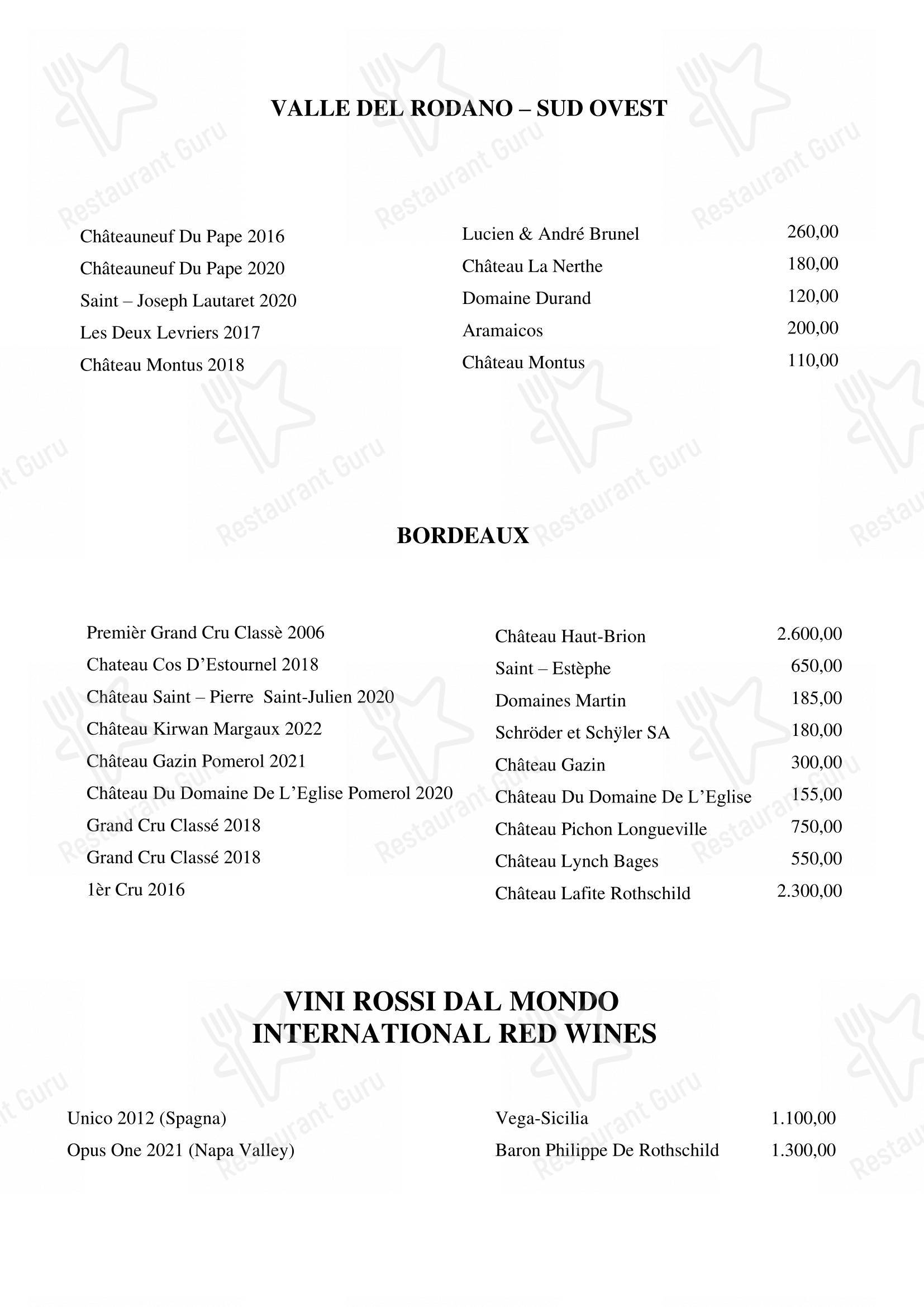 Menu di Pipero Roma - Menu bar