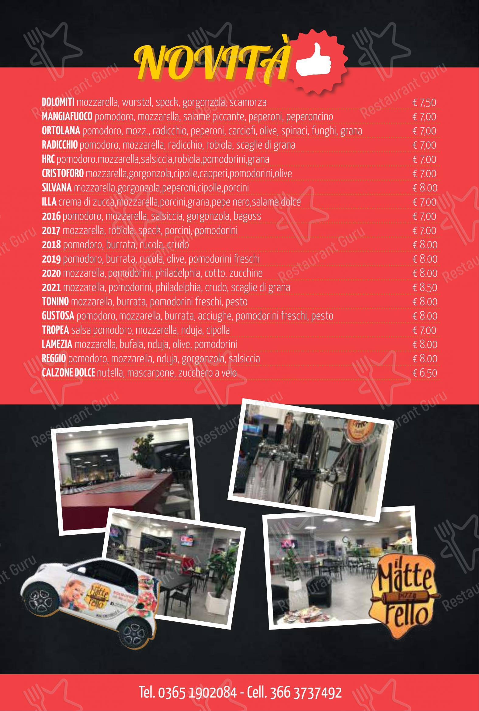 Menu per Pizzeria Il Matterello in Gavardo