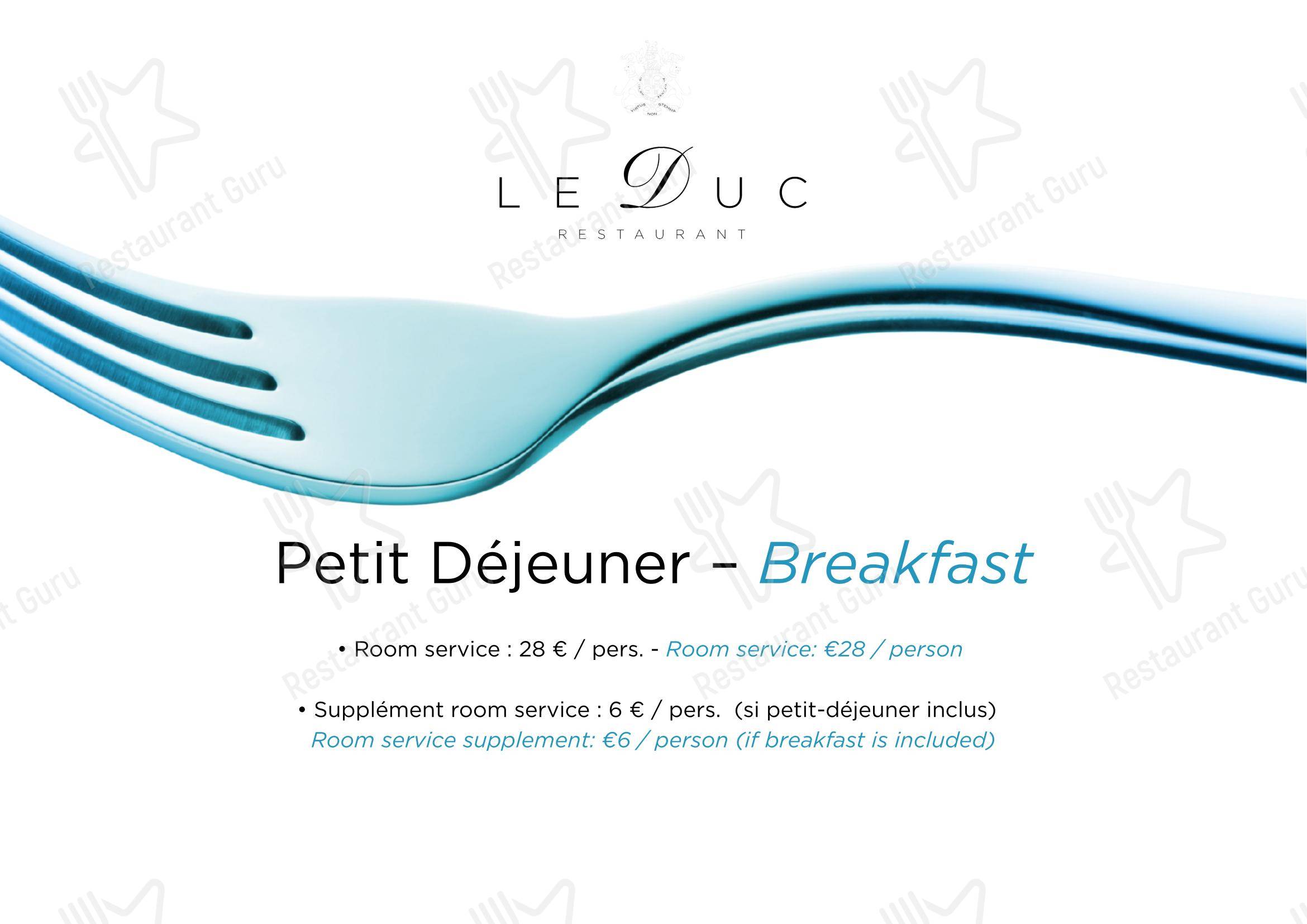 Découvrez le menu pour Restaurant Le Duc - Nice