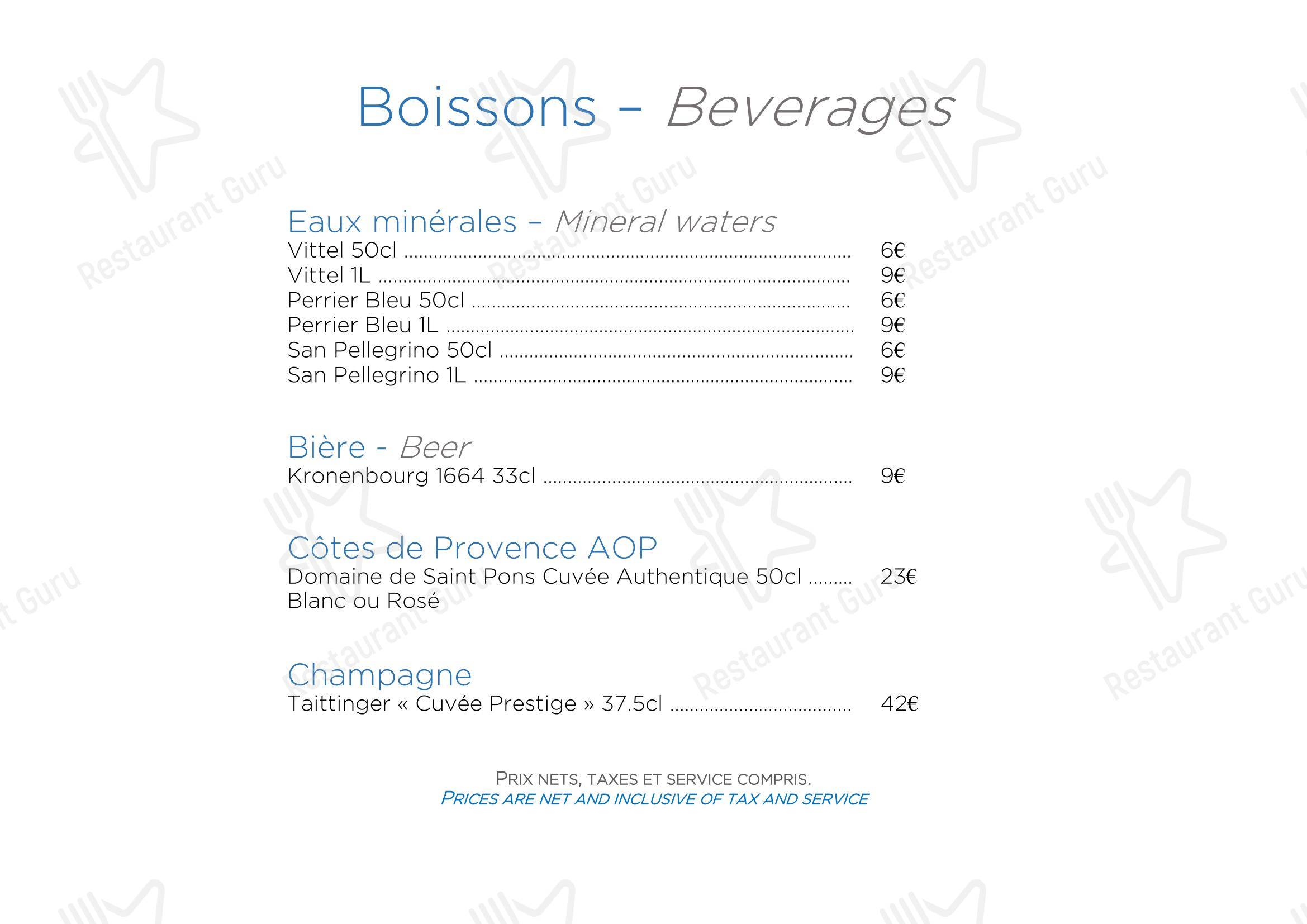 Menu pour Restaurant Le Duc - Nice - Основное меню