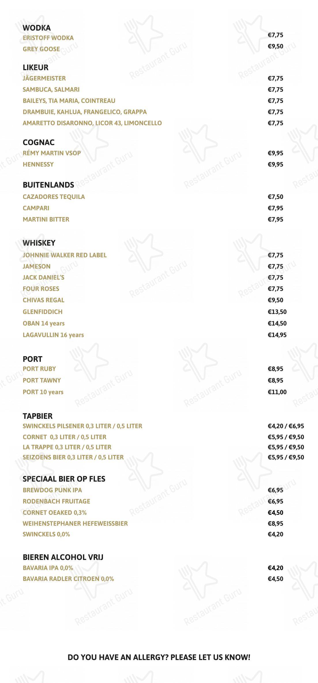 Restaurant Red dans Amsterdam - Catering Menu