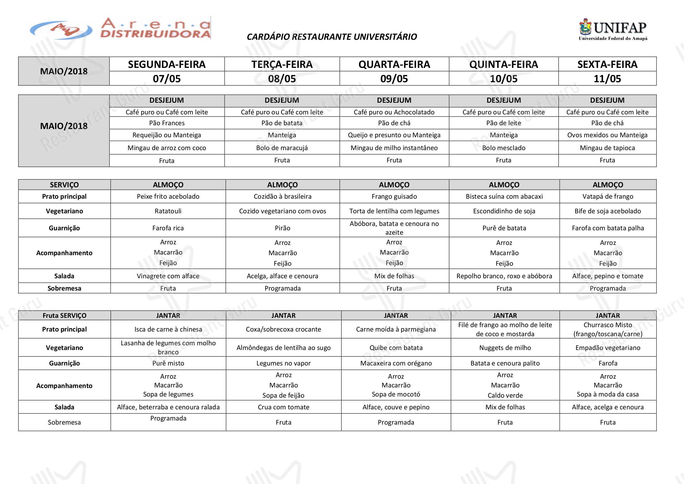 Restaurante Universitário - UNIFAP - Beverage Menu