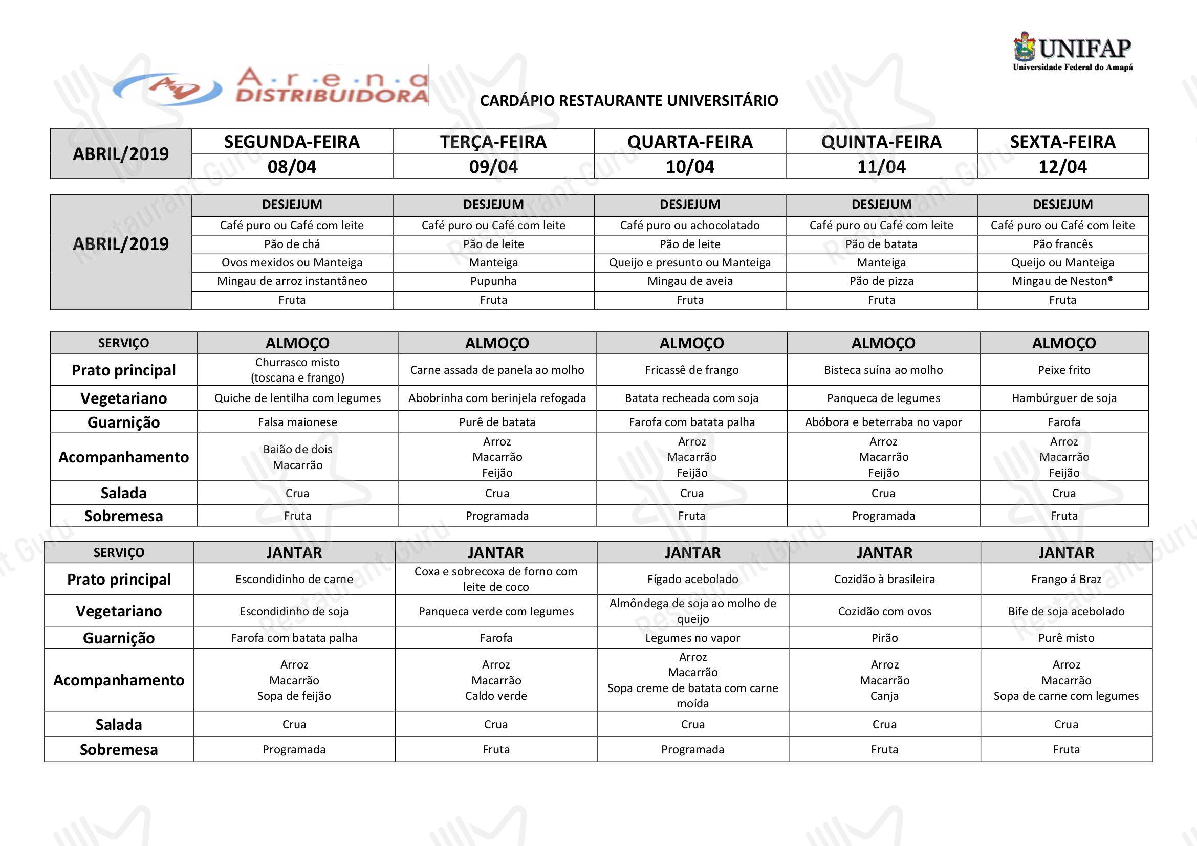 Christmas 2019 Menu para Restaurante Universitário - UNIFAP restaurante