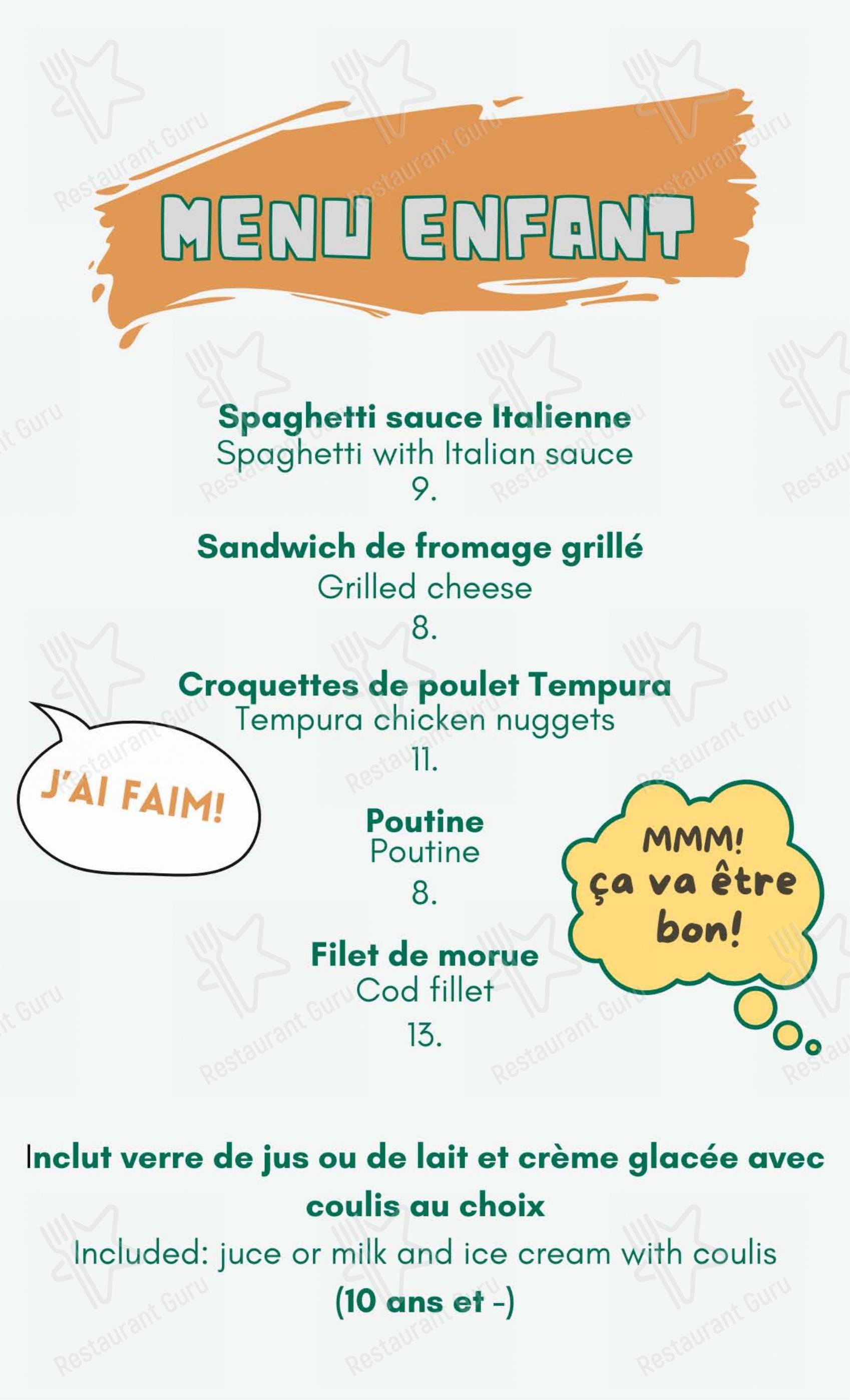 Menu bar pour Resto-Bar L'Imprévu & Resto La Terrasse dans Matane