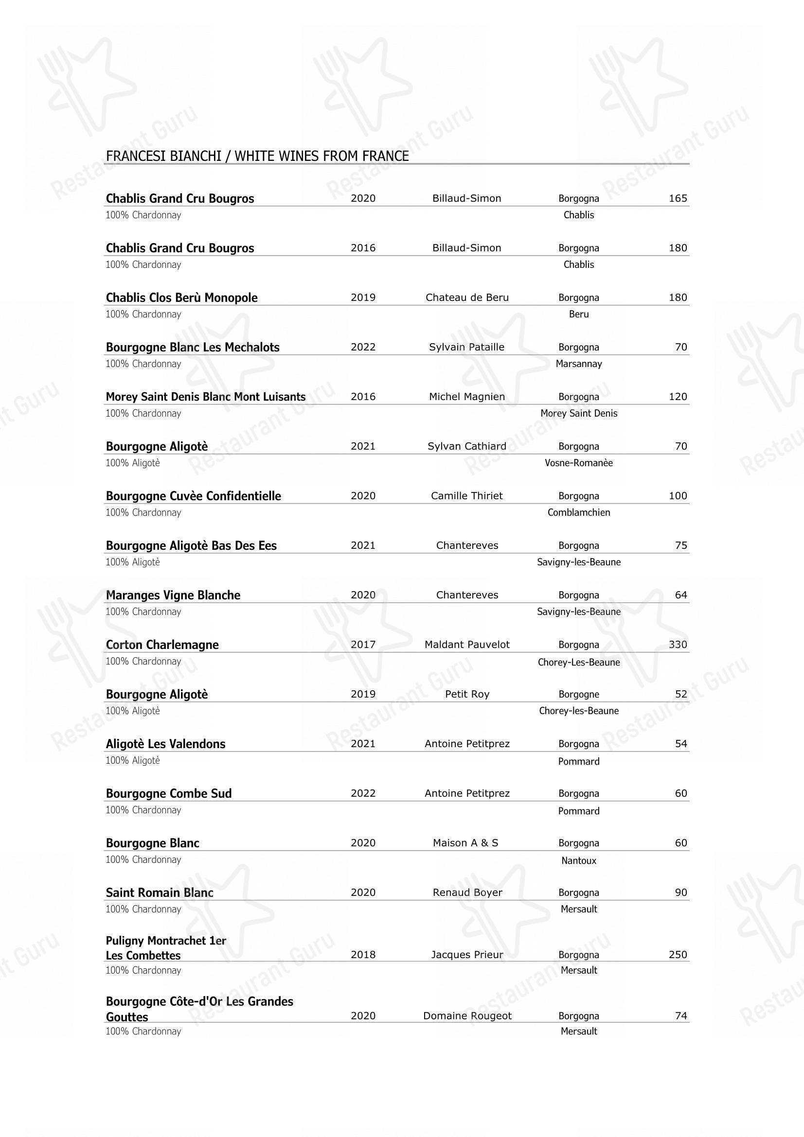 Menu di Ristorante Opera - Wine Menu