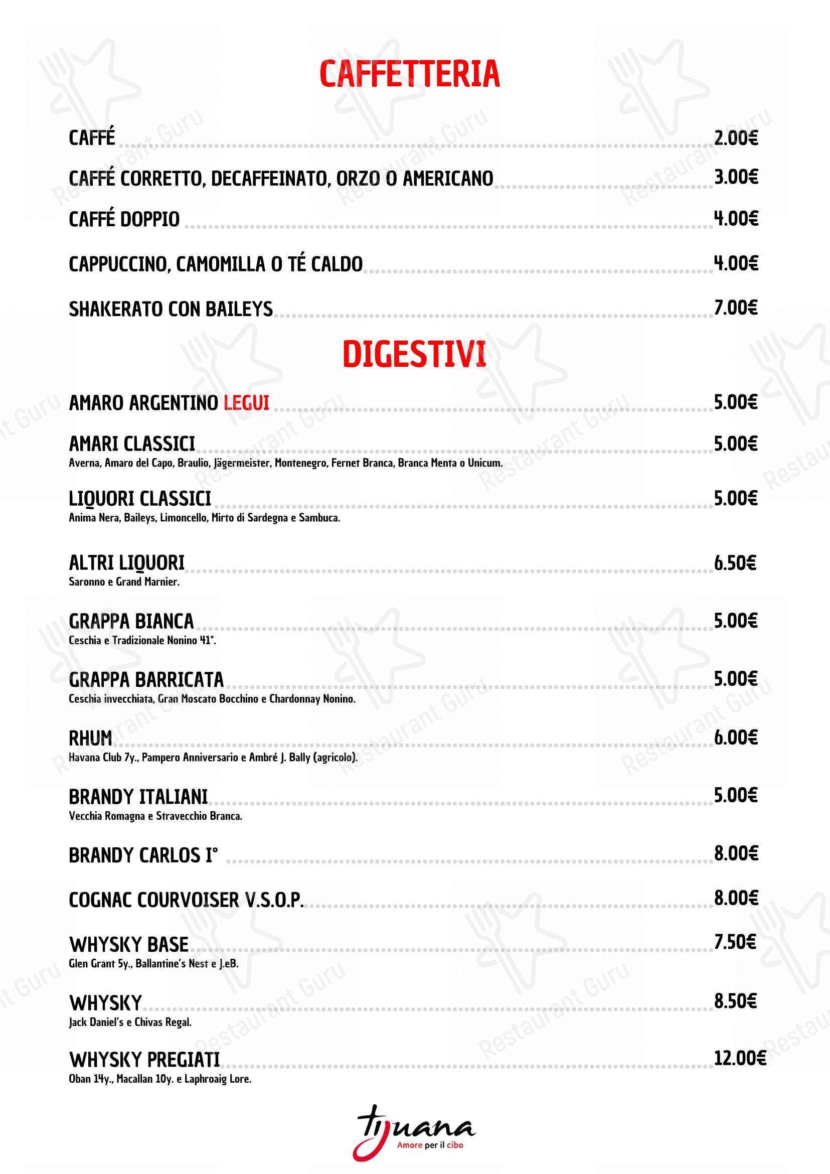 Ristorante Tijuana Spirano in Spirano - Menu