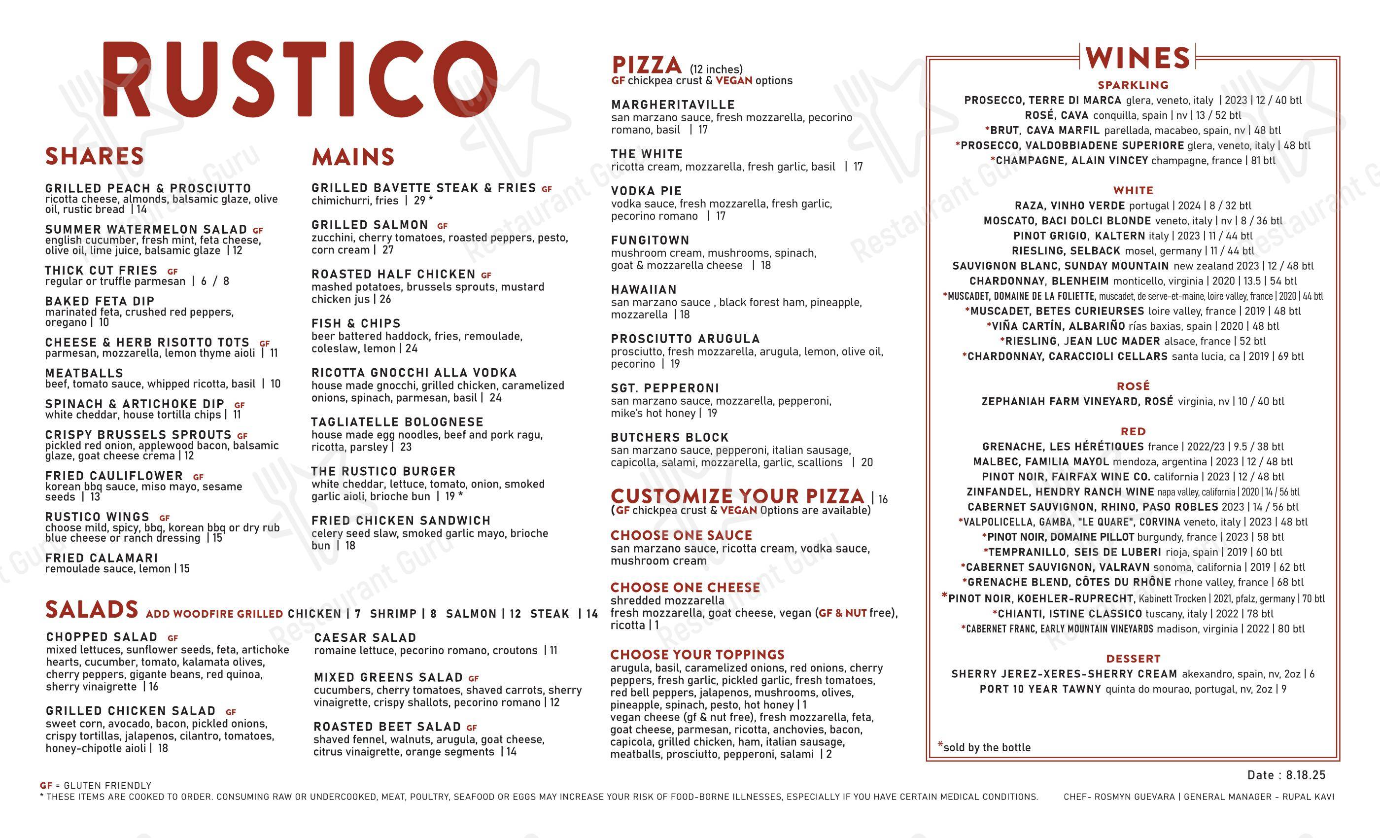 Коктейльная карта pour Rustico Kitchen And Bar dans Kitchener